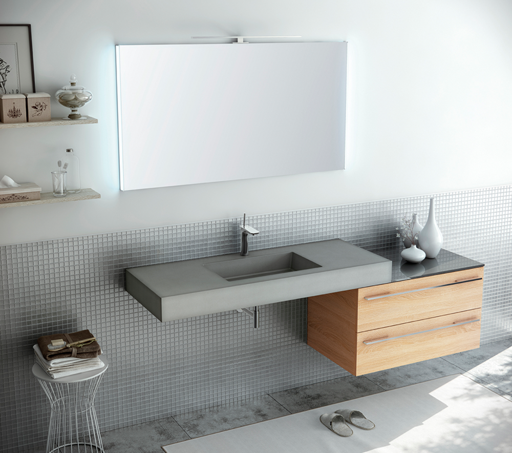 Artiqua 112 Betonwaschtisch Set mit Unterschrank #waschtisch #badezimmerschrank #badmöbel ©ARTIQUA