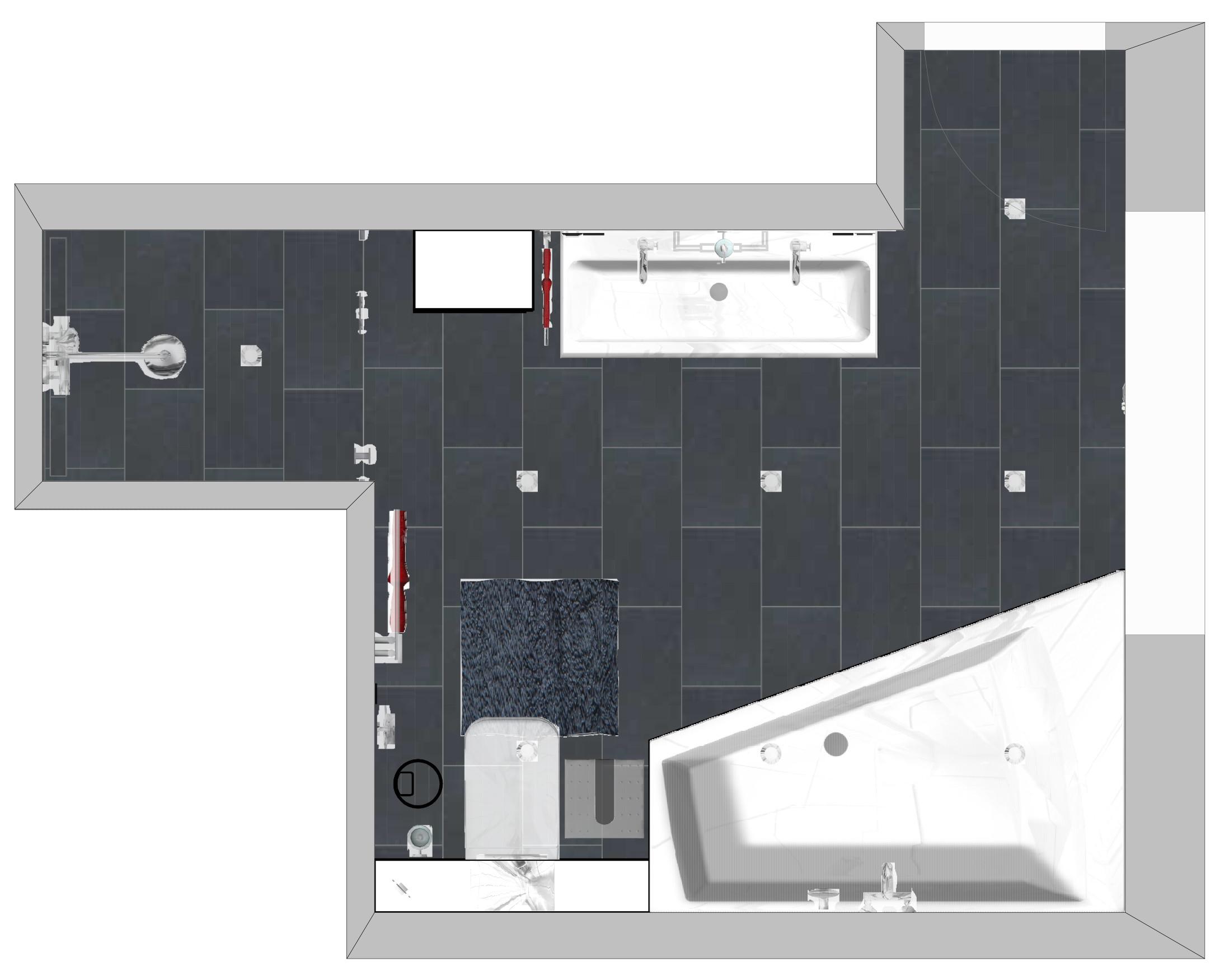 Der Grundriss des Komplettbads #badezimmer #doppelwaschtisch #badezimmergrundriss ©HEIMWOHL GmbH