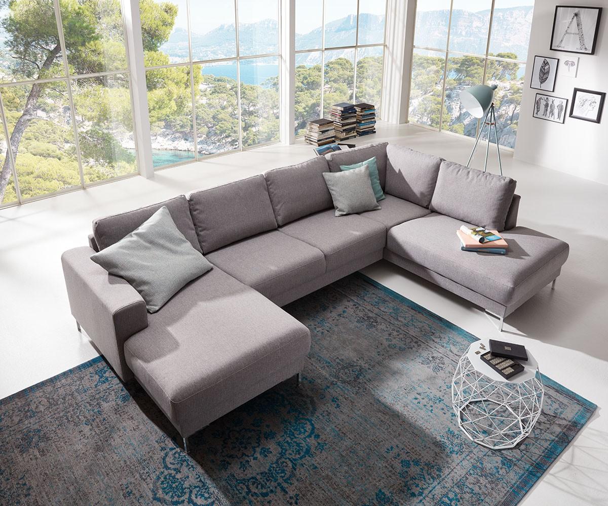 Designer Wohnlandschaft Silas 300x200 Grau Ottomane Rechts #sofa ©DELIFE GmbH