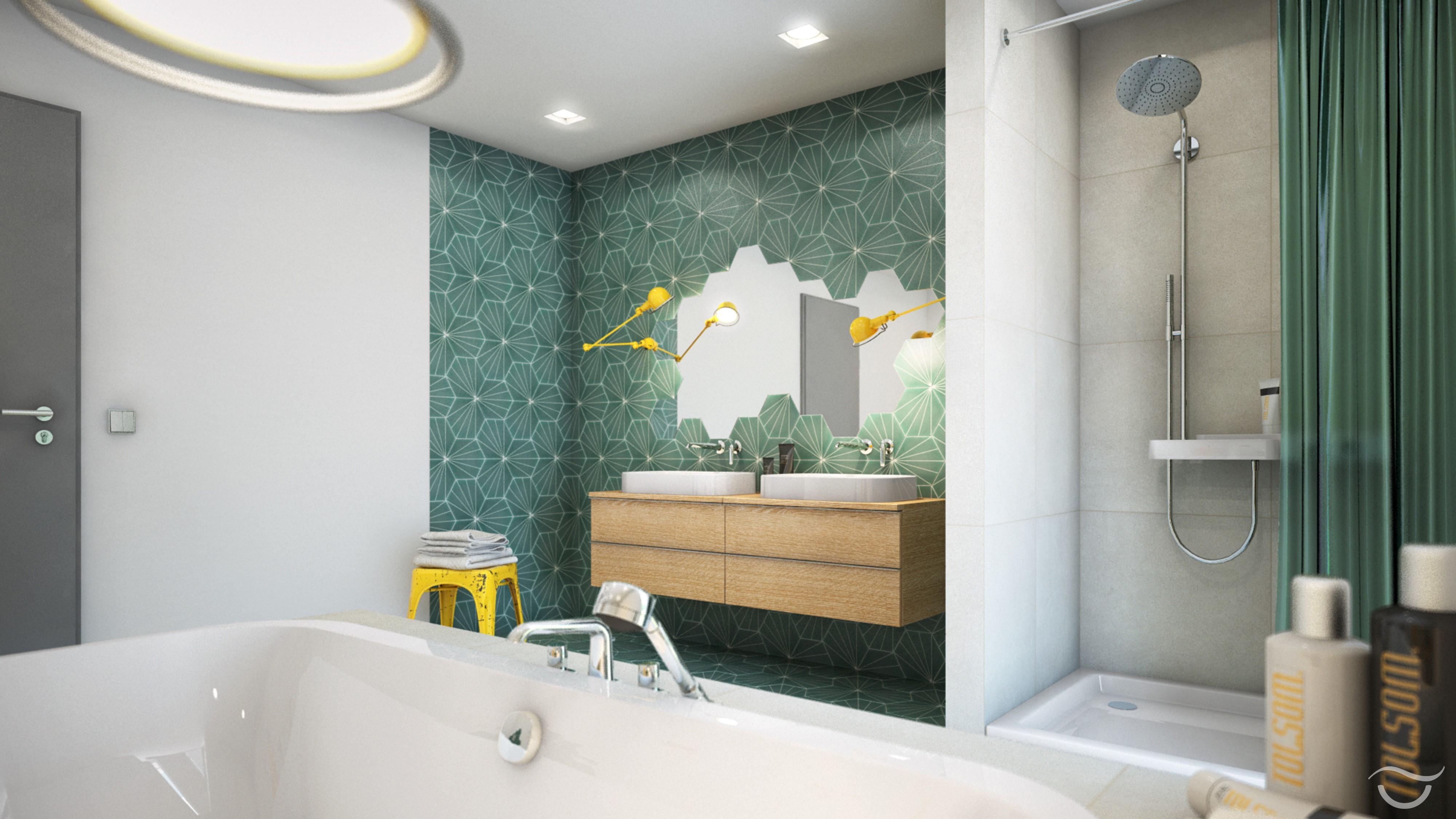Eine grüne Oase im Badezimmer #retro #waschbecken #einbaudusche ©Banovo GmbH