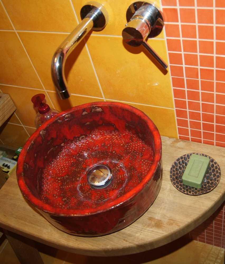 Handbemalt Waschbecken - Steinzeug Waschbecken #waschbecken ©Dorota Wysocka