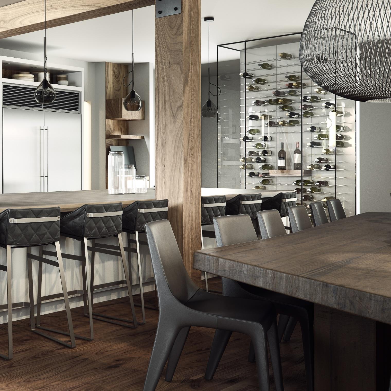 Küche mit weinraum #küche #weinregal #innenarchitektur #modulsystem #weinaufbewahrung ©STACT weinregal