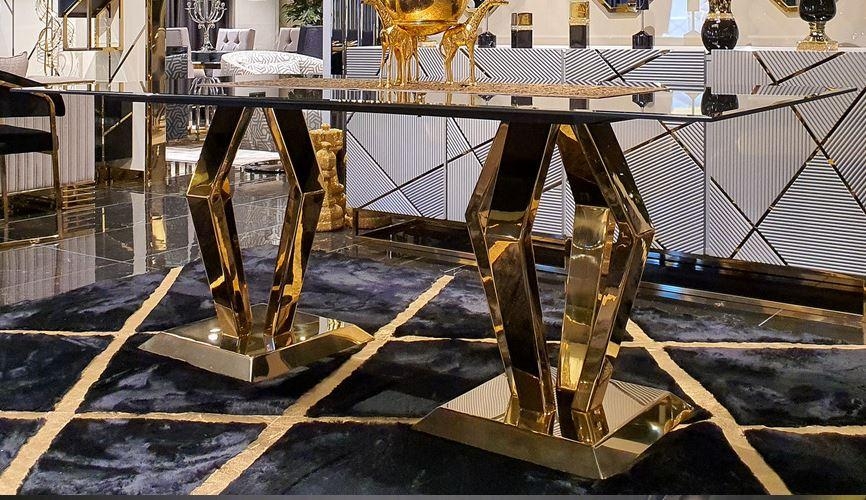 Luxus Esszimmer Tisch mit goldenen Metallbeinen von Casa Padrino #esstisch #luxus #luxustisch #luxusesstisch #esszimmer