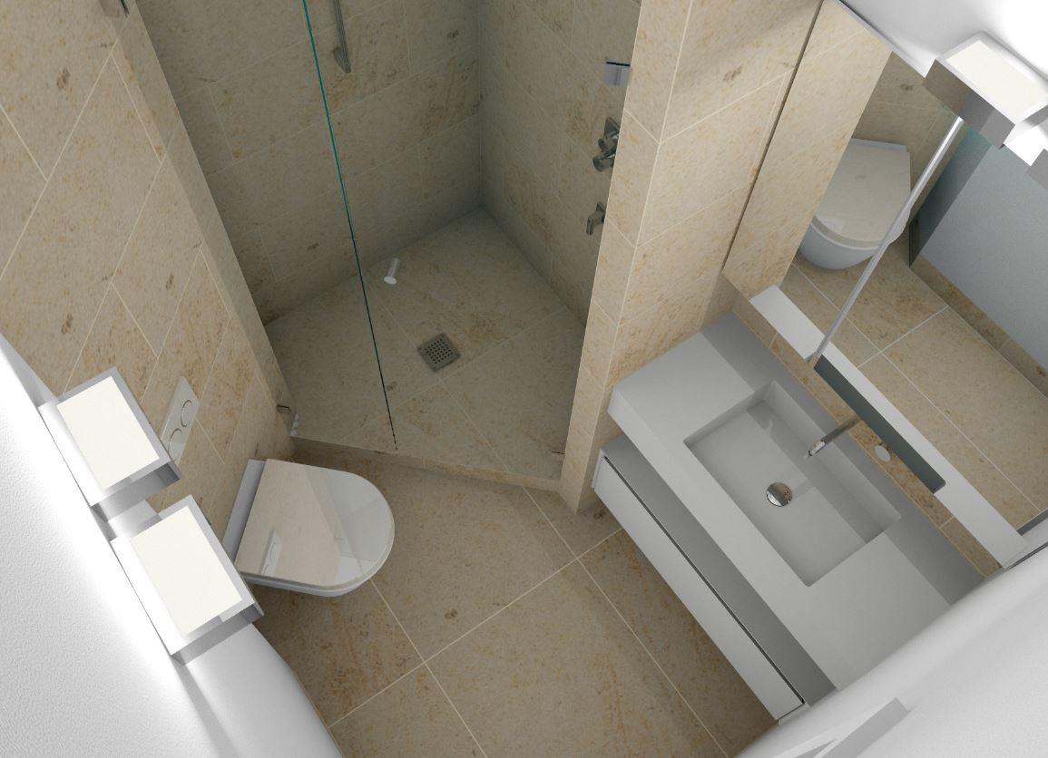 Minibad mit Dusche, WC und Waschplatz #badspiegelschrank ©Luther Bad