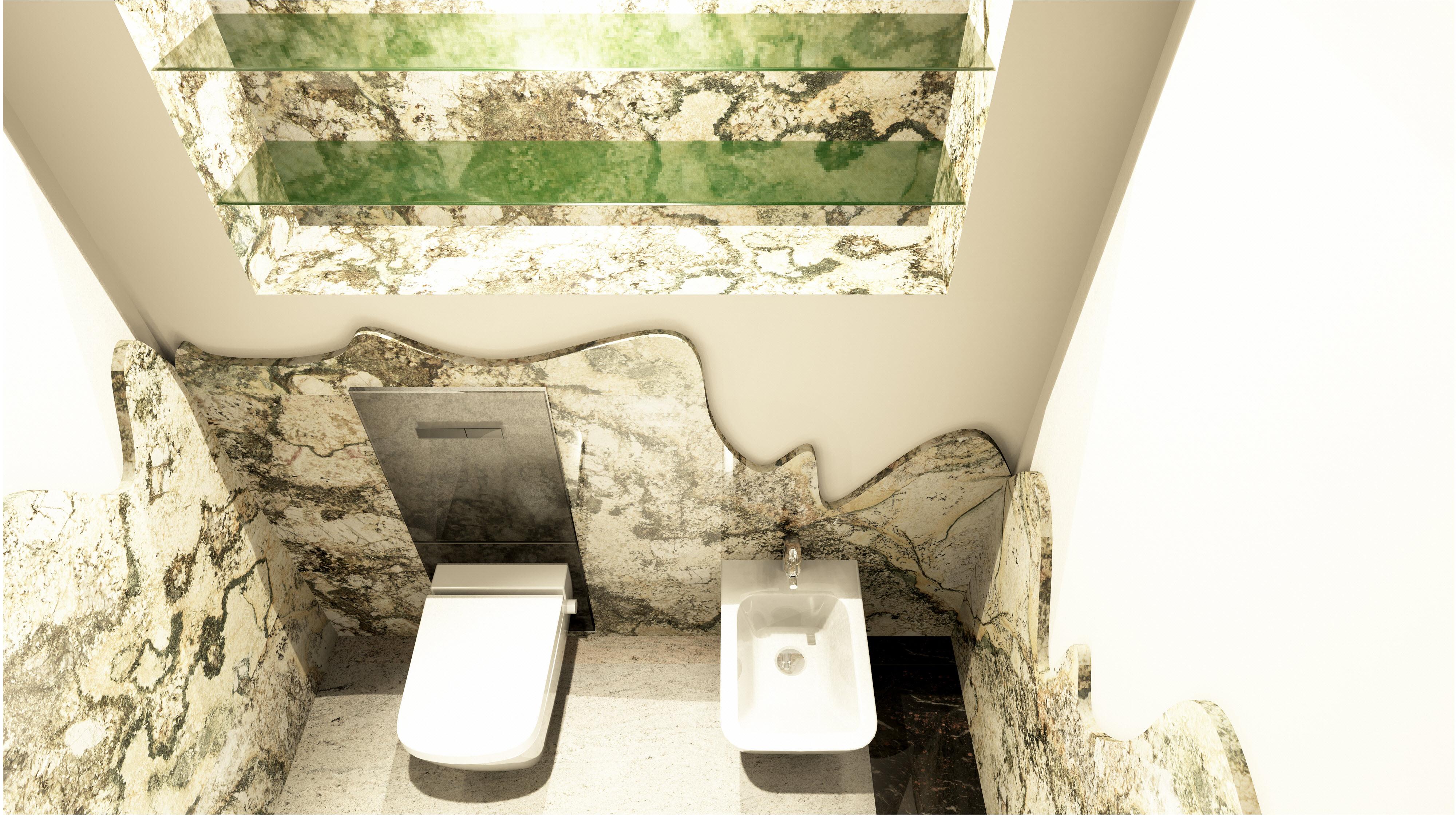 Naturstein WC Bidet Bereich mit Lichteffekte #natursteinbad ©3D Riedus Visuality GbR