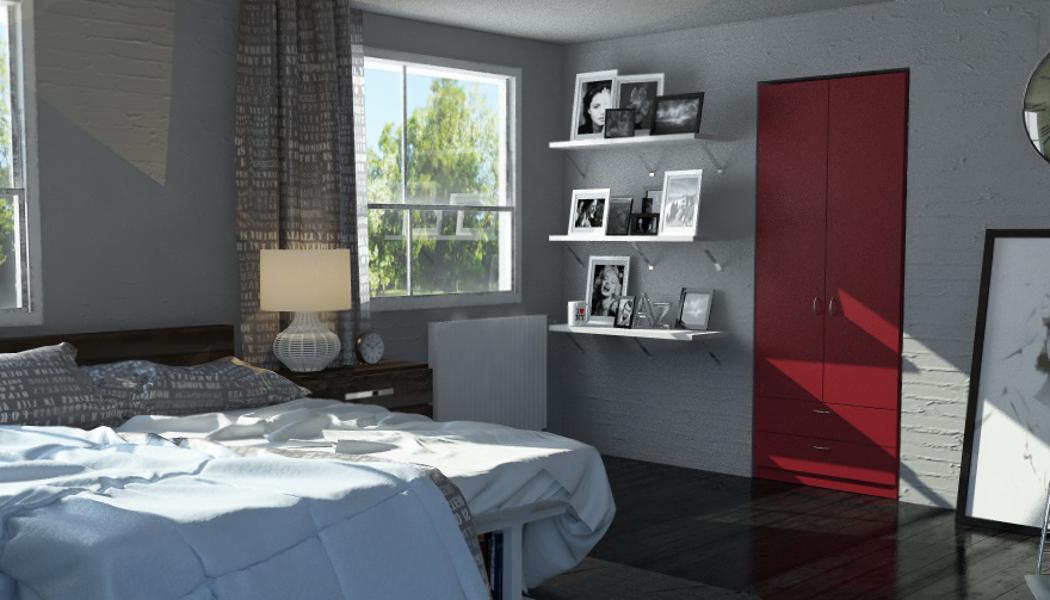 Roter Einbauschrank im Schlafzimmer #schrank #kleiderschrank #nische #einbauschrank ©meine möbelmanufaktur GmbH