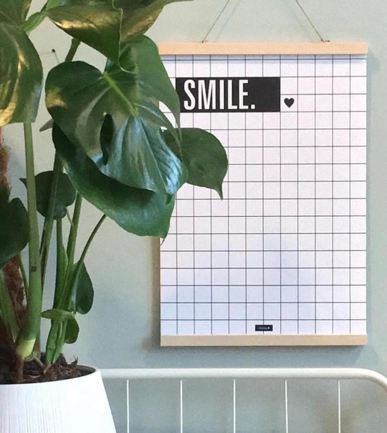 SMILE 🖤 #poster #gridpattern #homestyling #blackandwhite #lovestlyeliving