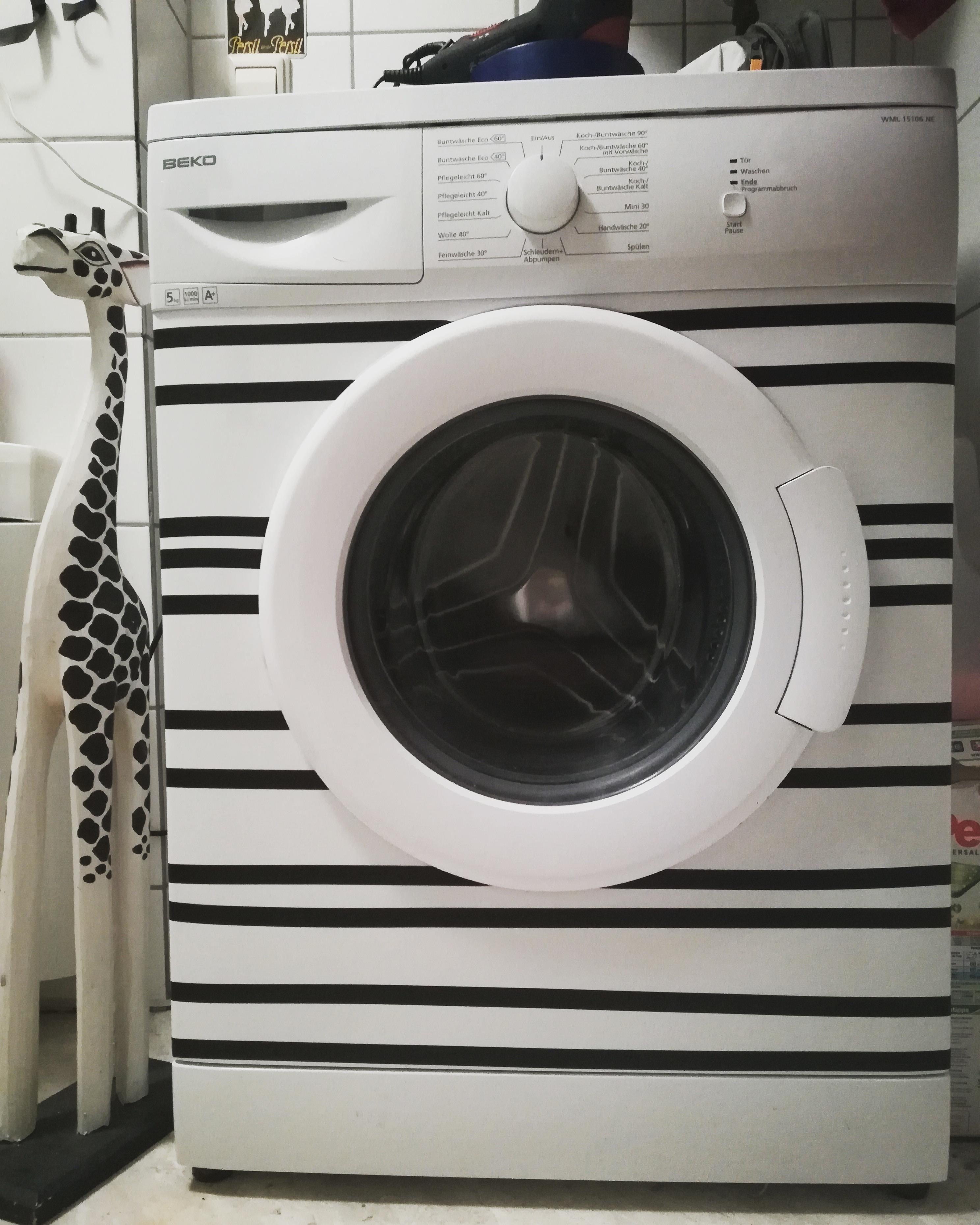 #Waschmaschine #aufgepimpt #streifen #zebra #giraffe #schwarzweiß #diy #creative 
