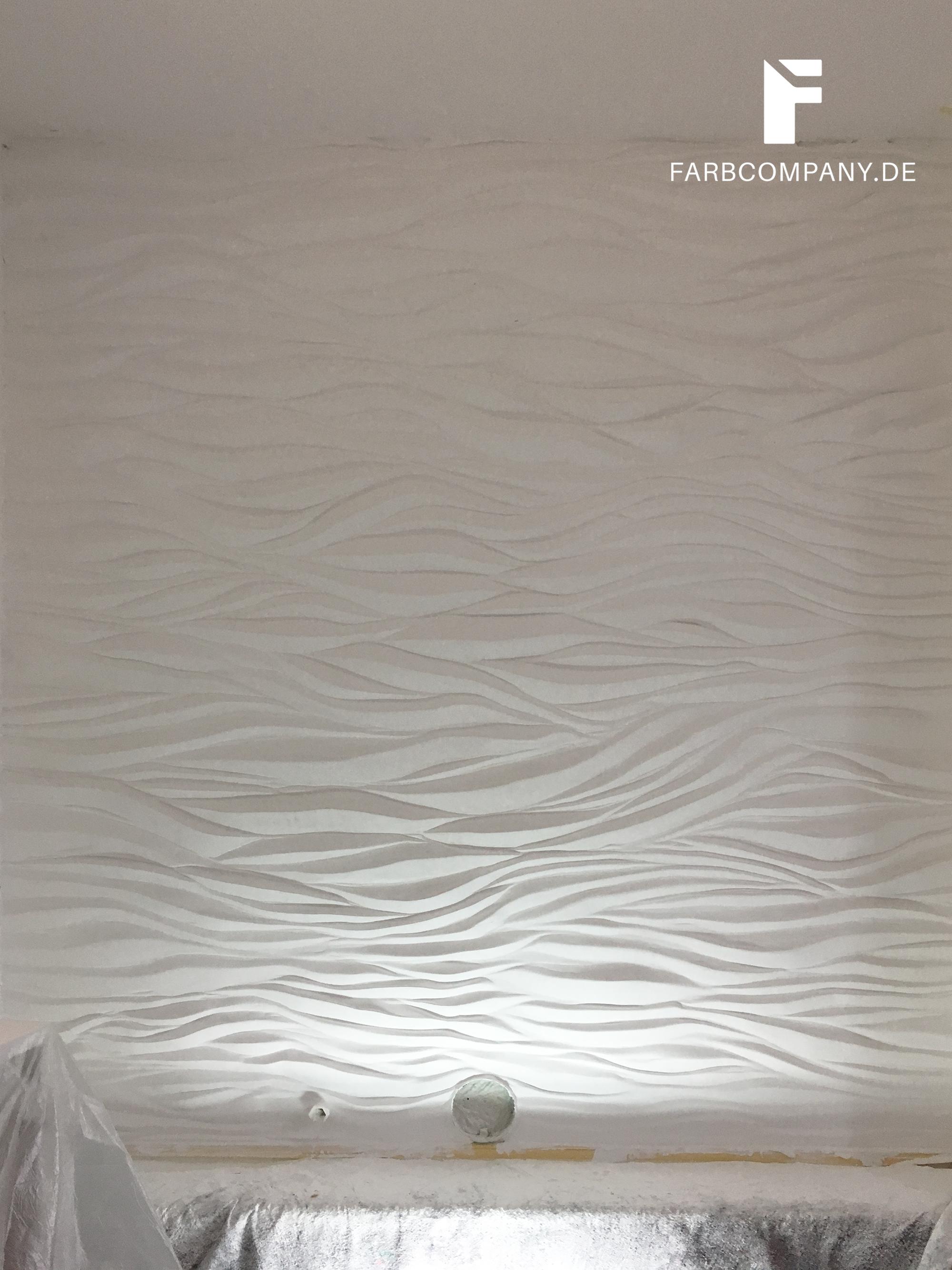 Wellenwand mit Lichteffekten #wandrelief ©Farbcompany