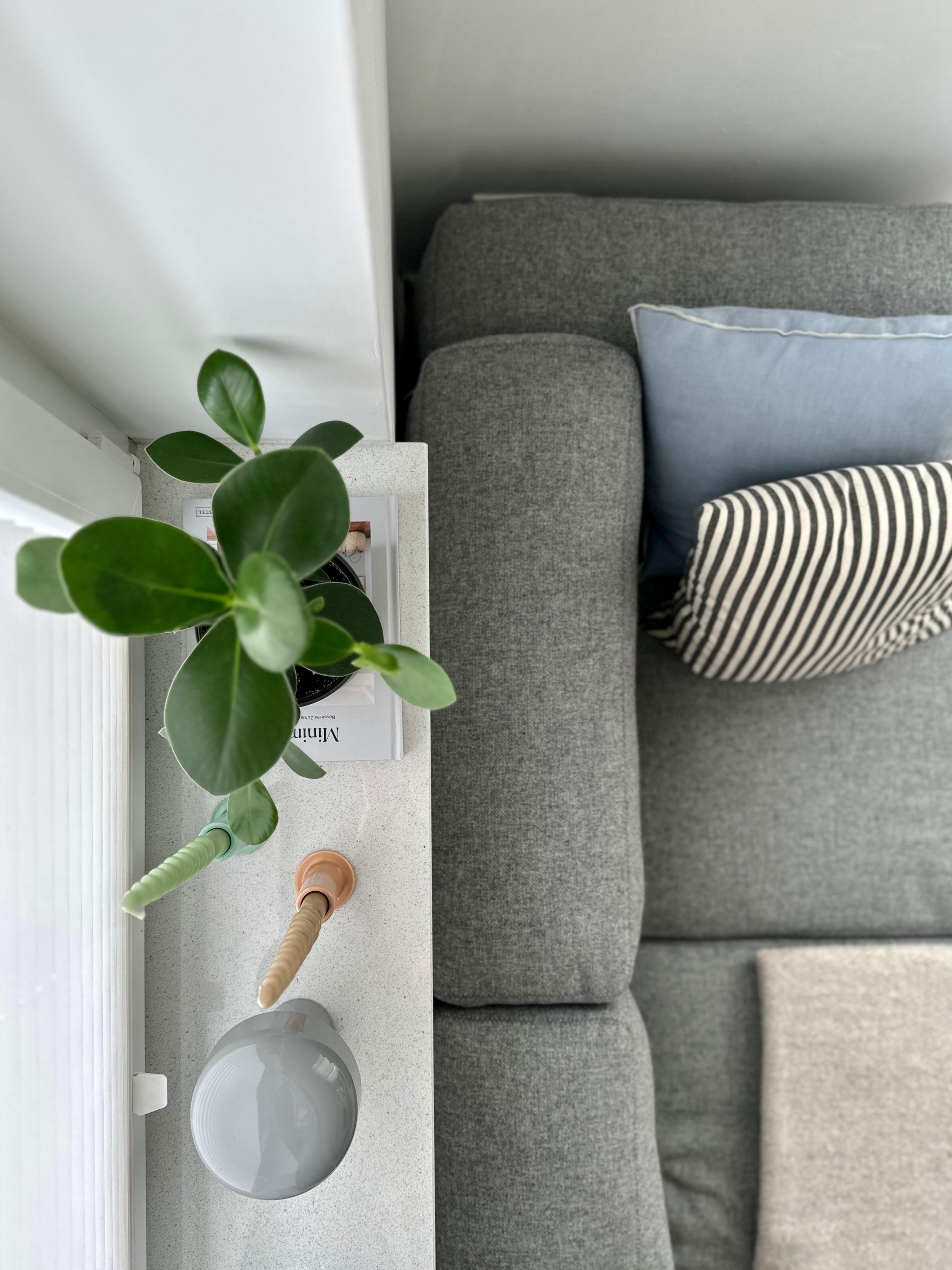 #wohnzimmer #sofa #haydesign #perspektivwechsel #floslampe #kerzenhalter #pflanzenliebe #couchliebt #sofakissen #hmhome