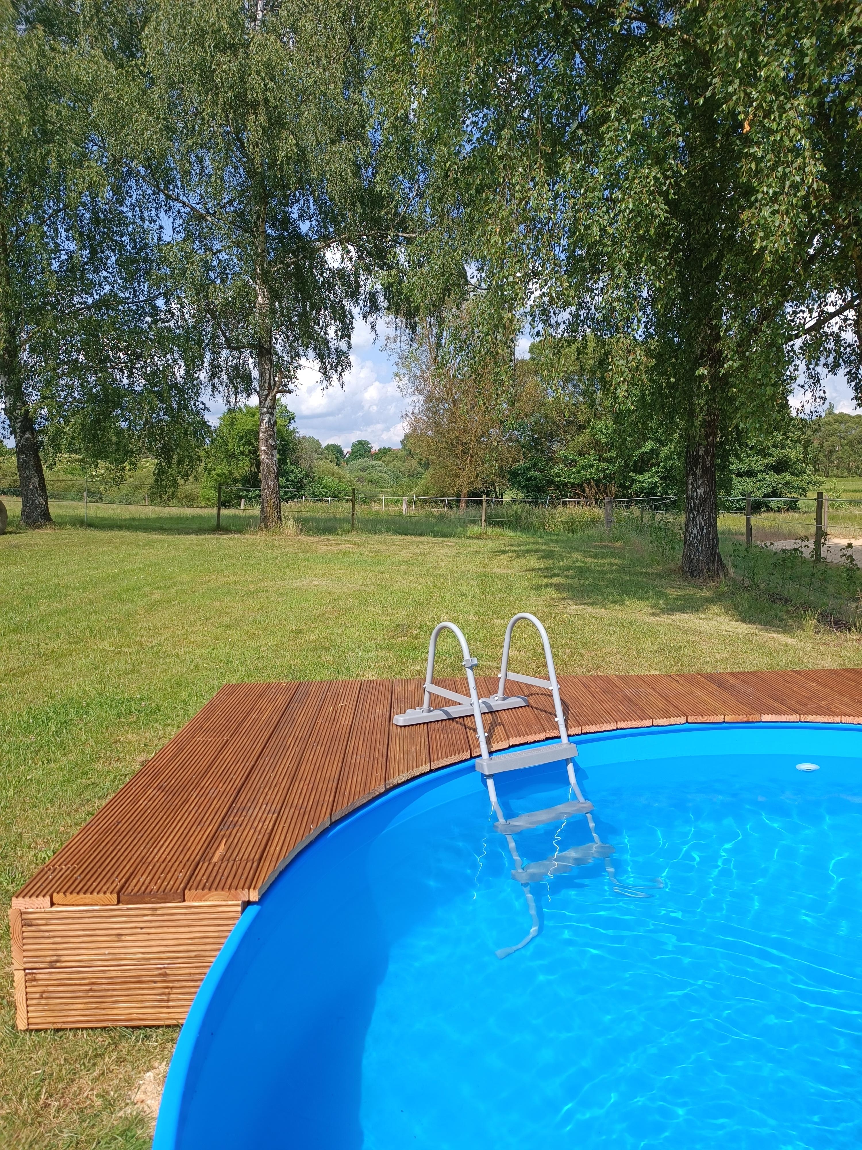 Zwischen unseren Birken ist der perfekte Platz 🌿💚 #pool #swimmingpool #garten