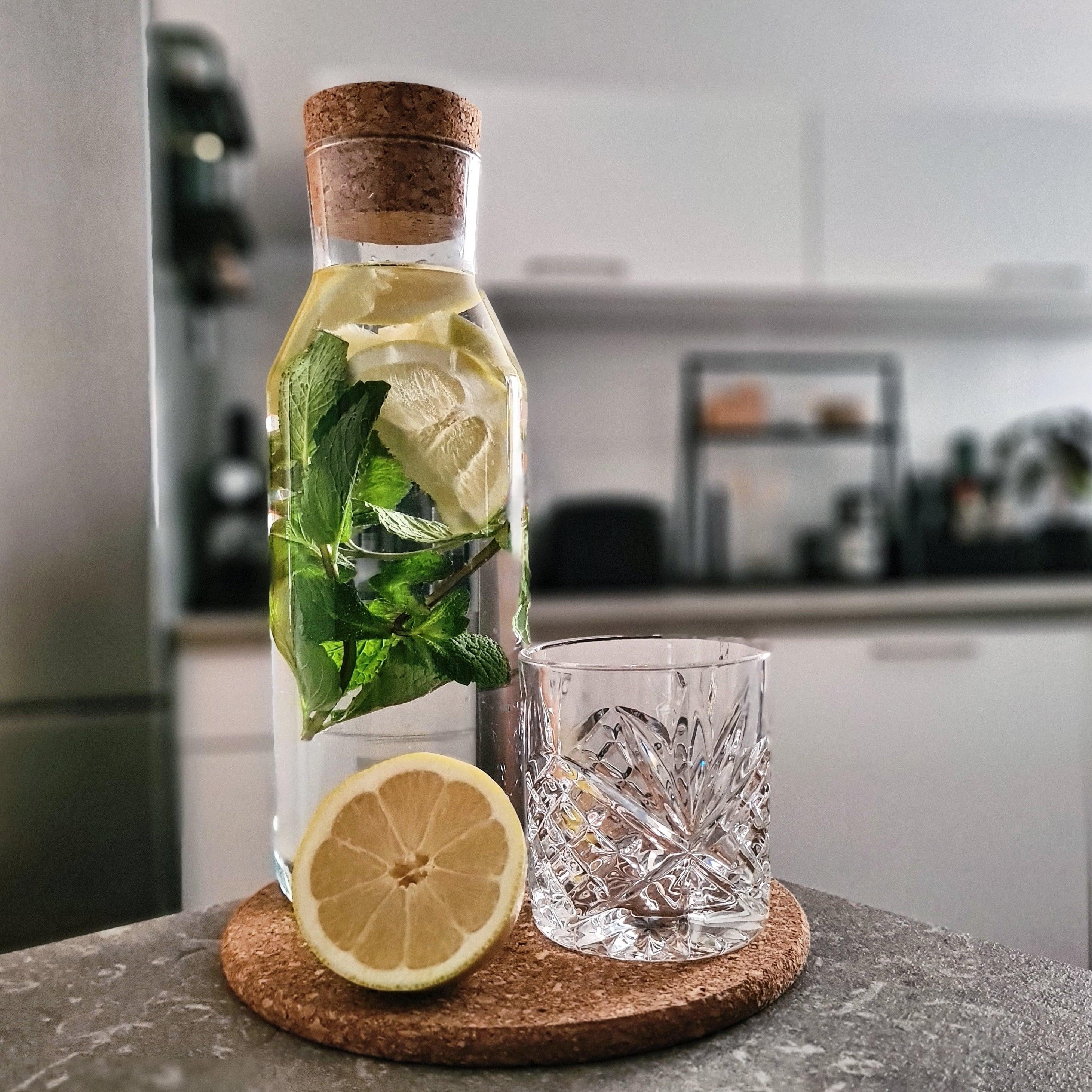 🍋🌱🤍 #infusedwater #hydrate #drinkmorewater #kitchendetails