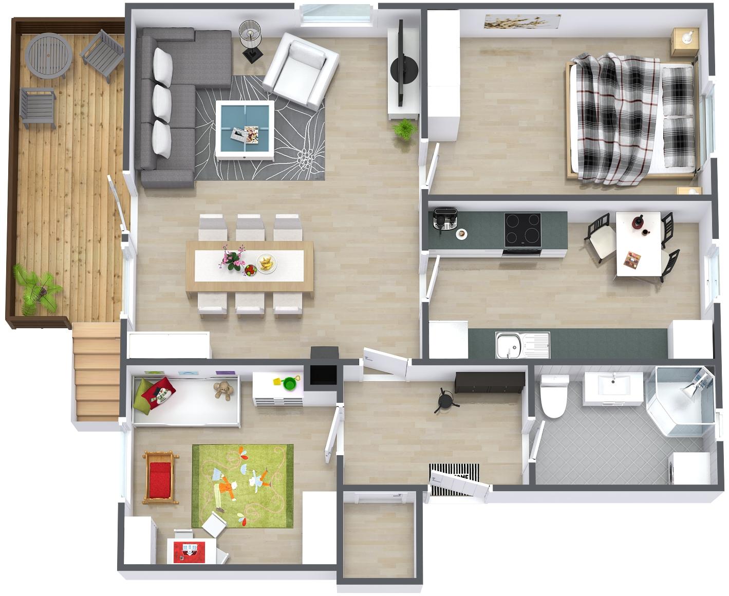 3D Grundriss Wohnung skandinavisch_RoomSketcher #grundriss ©RoomSketcher