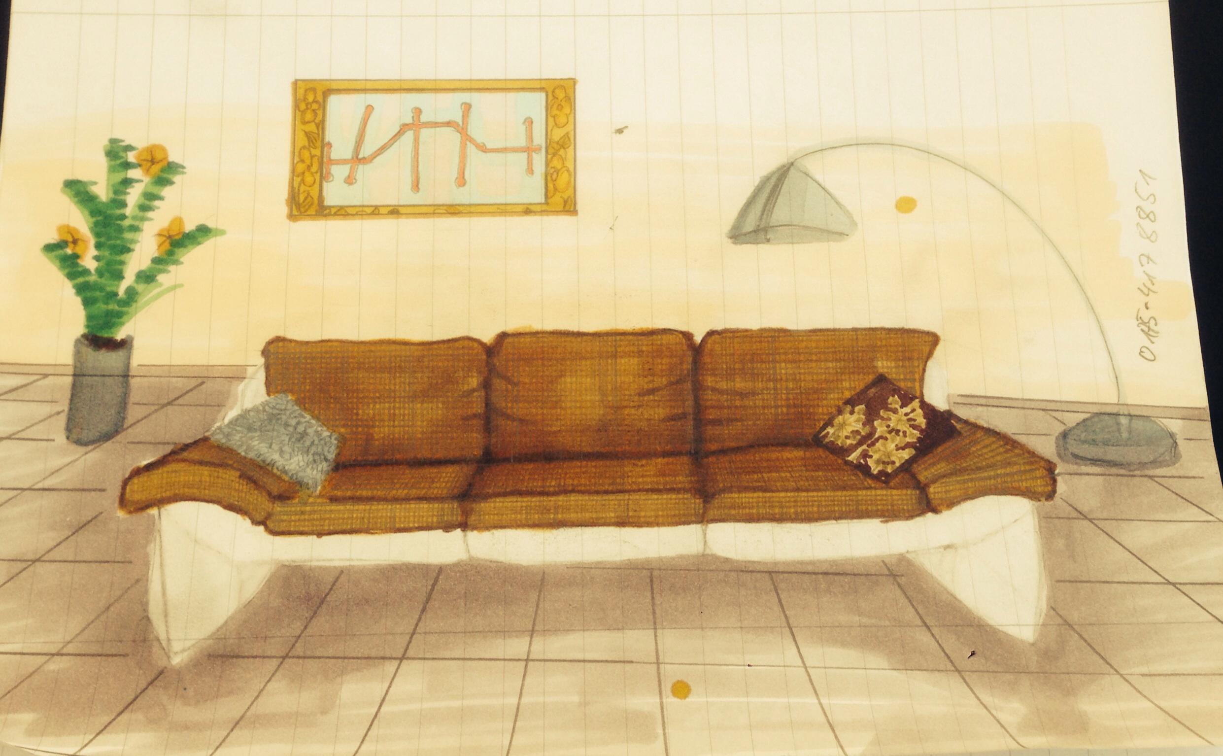 3er Sofa Zeichnung #sofa #zeichnung ©Scheming Wohndesign