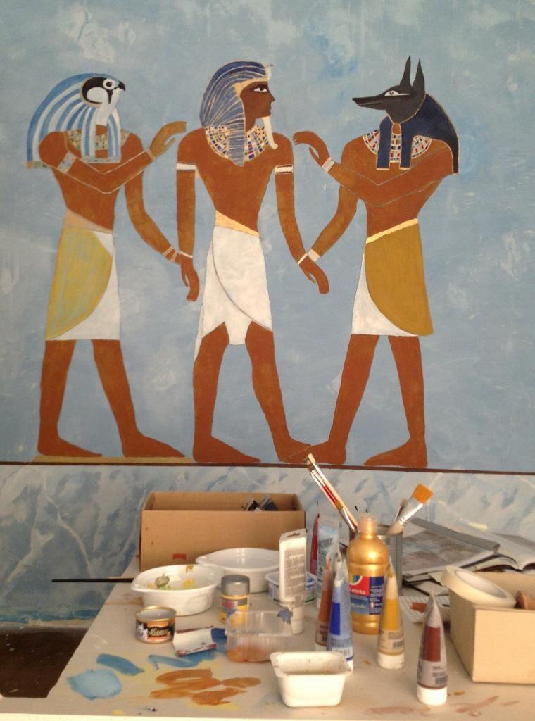 Ägyptische Wandmalerei #wanddeko #wandbemalung ©Steudter