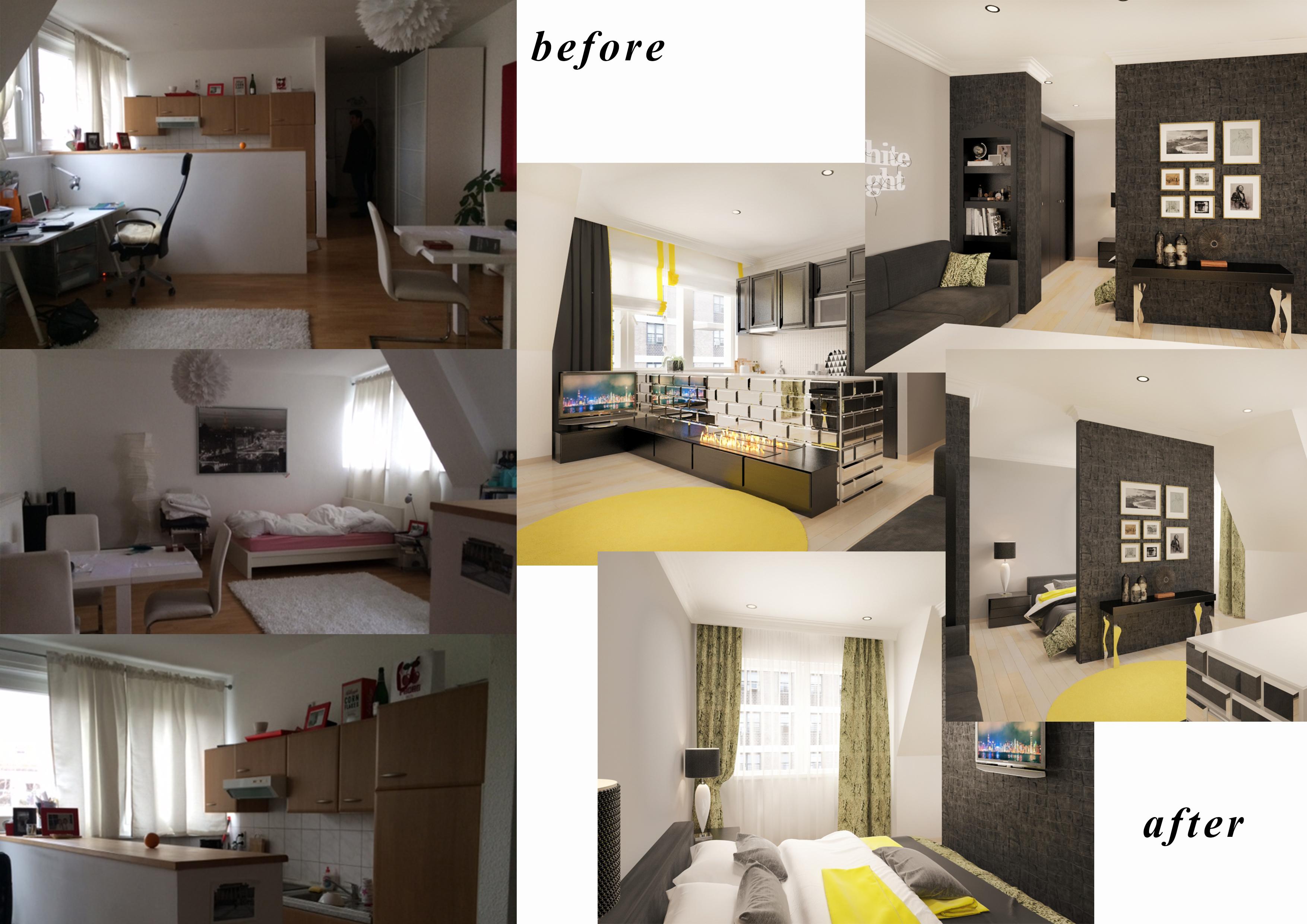 Apartment "Edeltrüffel" #dachgeschoss #spiegel #vorhang #gardine #raffrollo #tapete ©Decor Club interior design