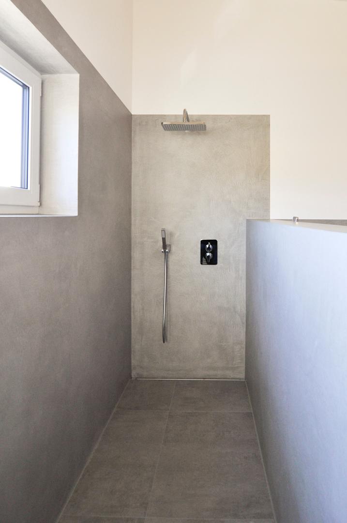 Badezimmer in Beton Cire - Purismus Pur #bad #dusche #grauewandfarbe ©elias-online.de