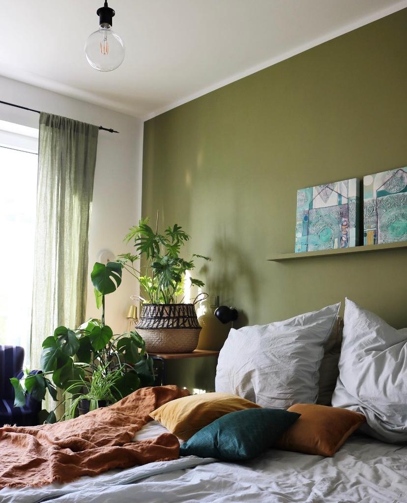 #bedroom #Schlafzimmer #interior #deko #cosy #wandfarbe #pflanze 