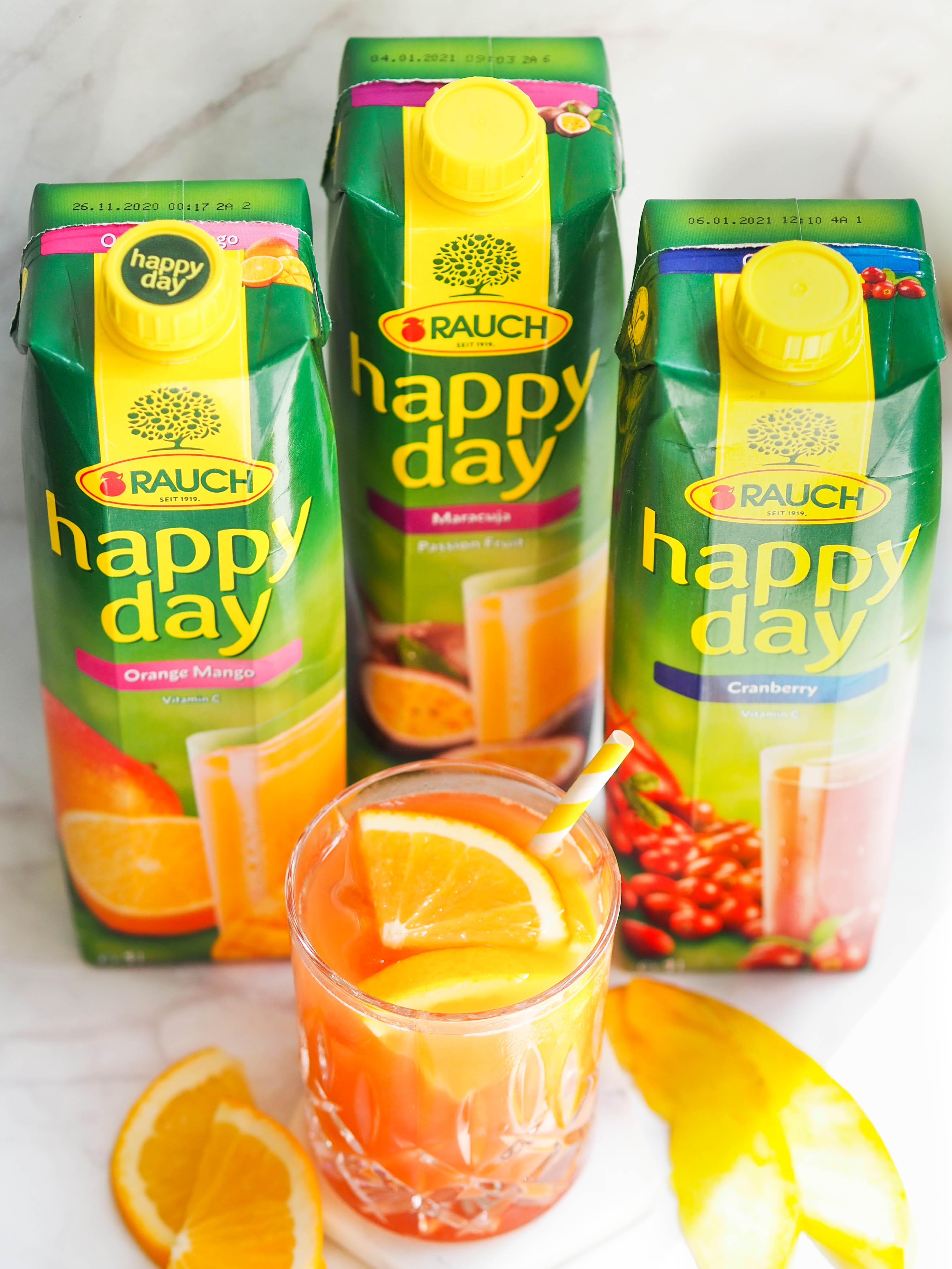 Beim “Tropical Summer” machen uns Orange-Mango, Cranberry und Maracuja von Rauch Happy Day glücklich! #lieblingsdrinks