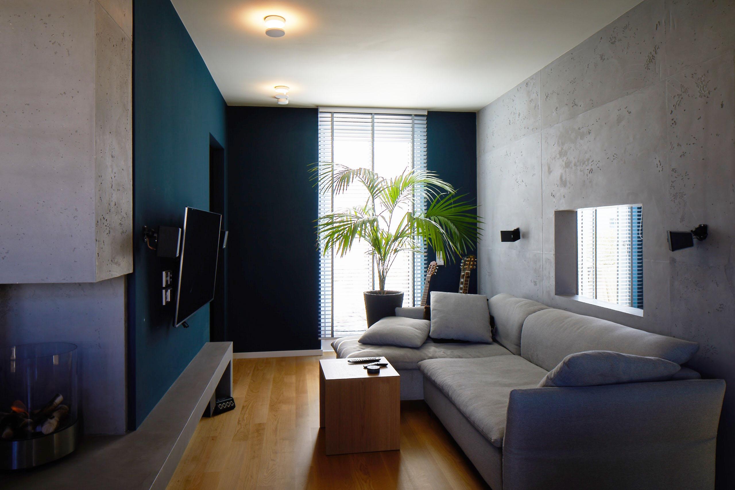 wandgestaltung wohnzimmer betonoptik interiordesign concretedesign loftstyle
