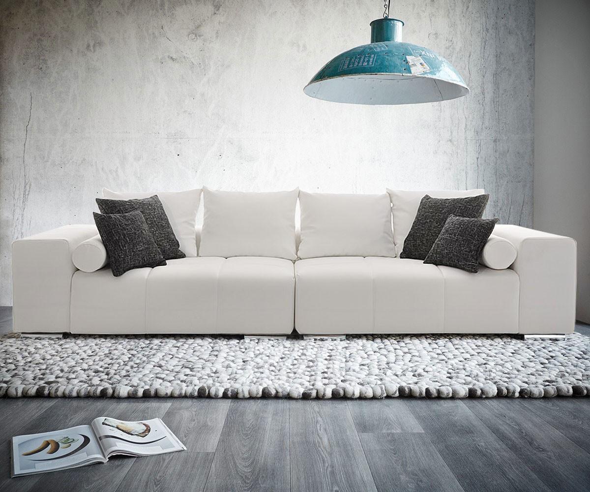 Big Sofa Marbeya Weiss 290x120 mit 10 Kissen #ecksofa #kissen #sofa #wohnlandschaft #bigsofa ©DELIFE GmbH