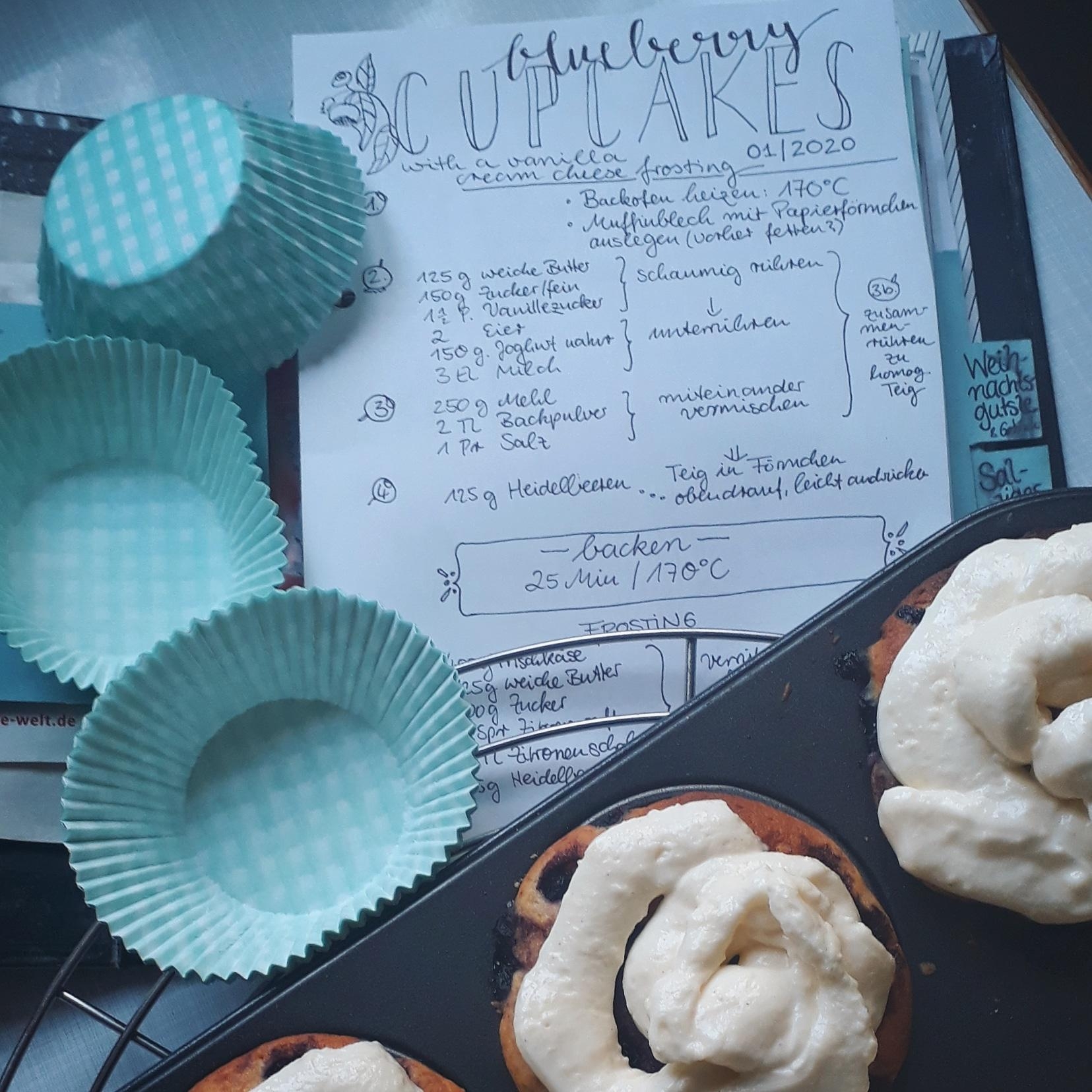 Blueberry Creamcheese Cupcakes am letzten Januartag - wünsch euch einen guten Start in 02/2020 ☆ 