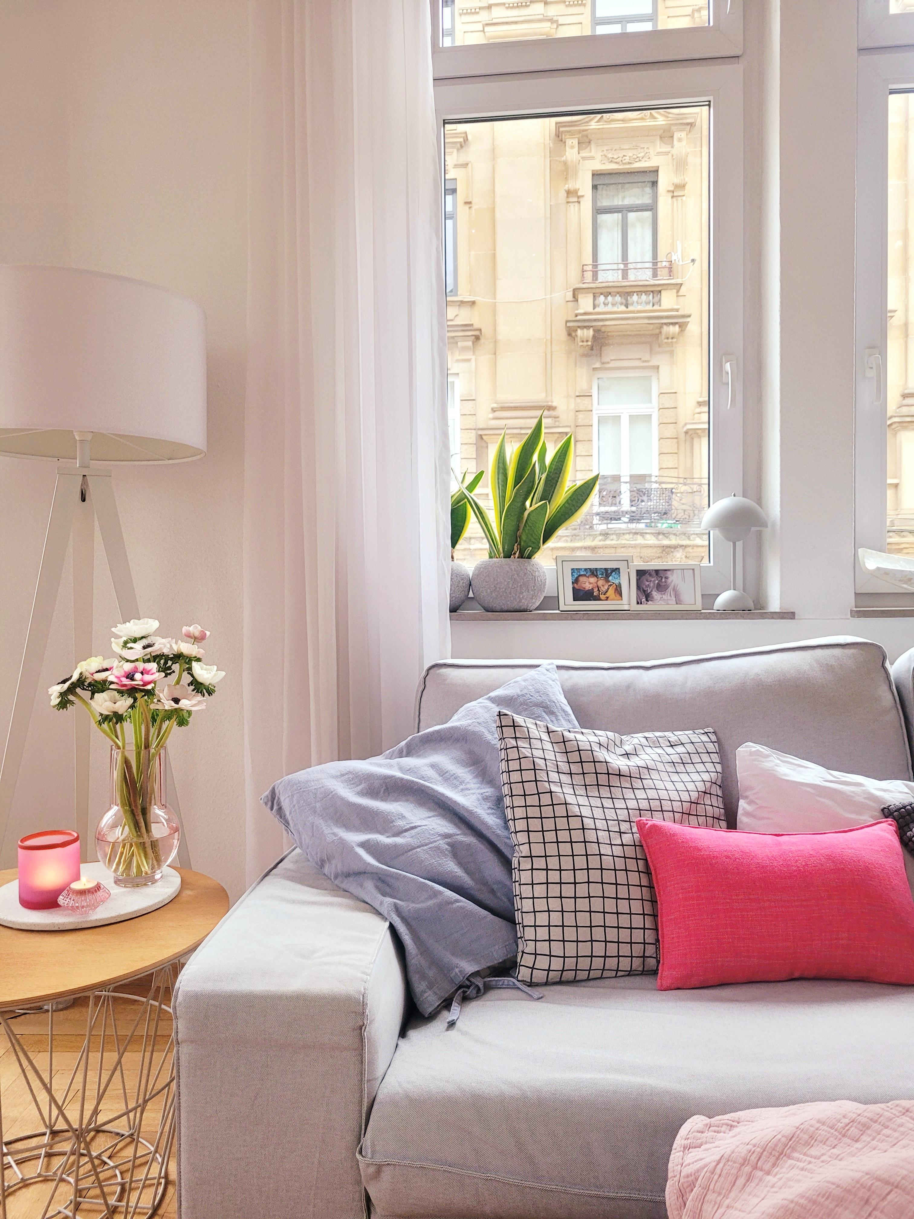 Bunt starten wir heute zum fasching 🎊 
#Wohnzimmer 
#Altbau 
#Sofa
#Tisch
#Lampe 
#pink
#Kissen
#blumen 
#Schale
#Ikea
#hkliving 
#Vase
#ferm living 

