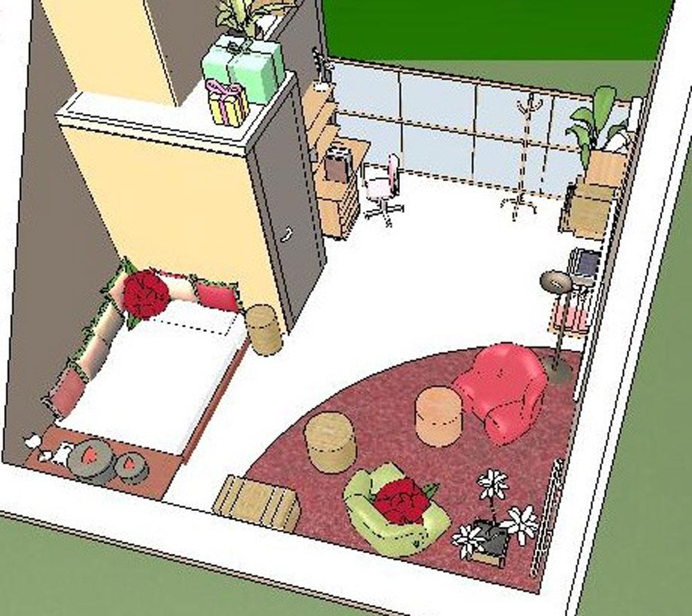 CAD Entwurf für ein Jugendzimmer unterm Dach #dachgeschoss #jugendzimmermädchen ©Possibilities