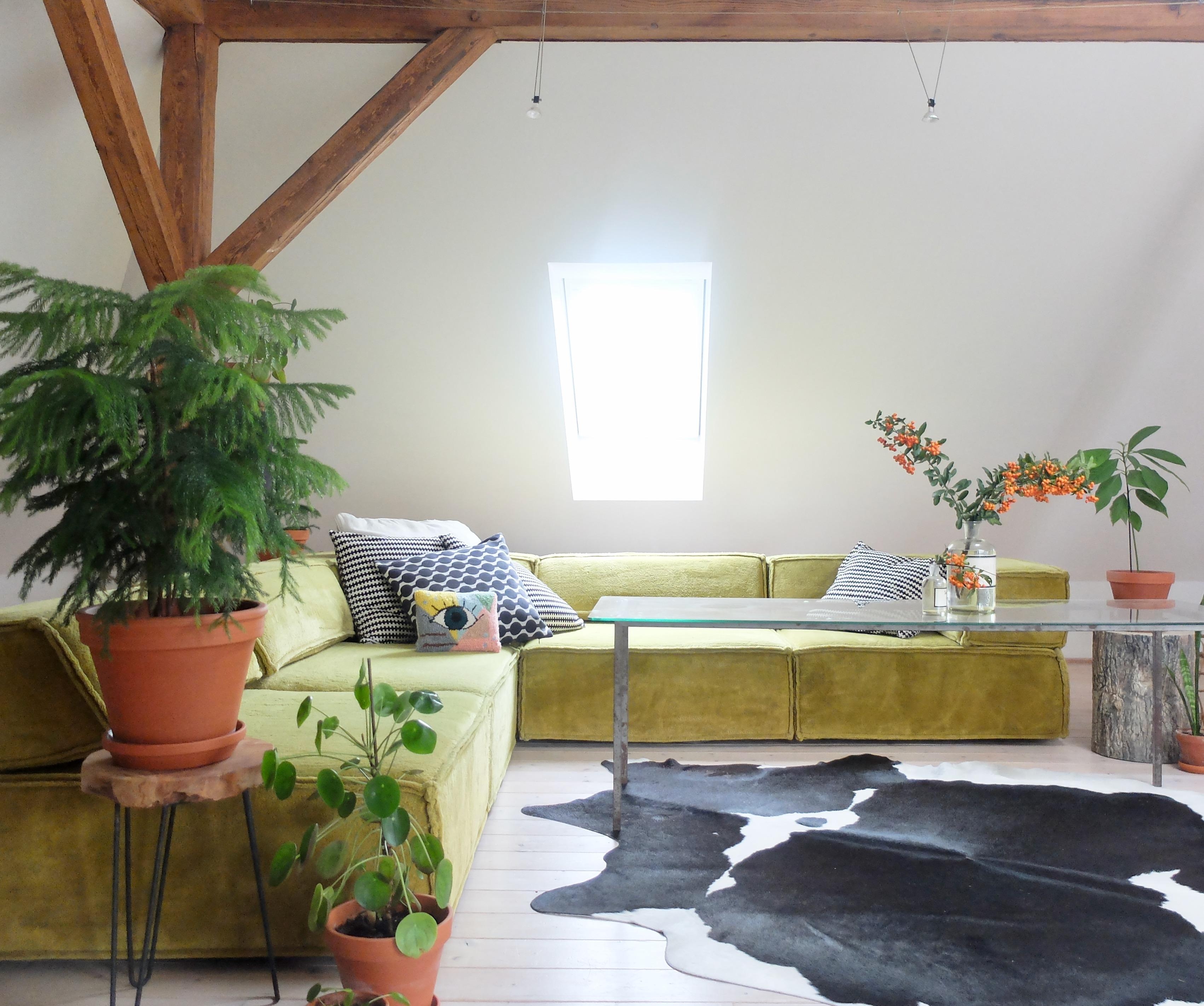 #cor #sofa im grünen #herbstdeko #zweige #wohnzimmer #plants 