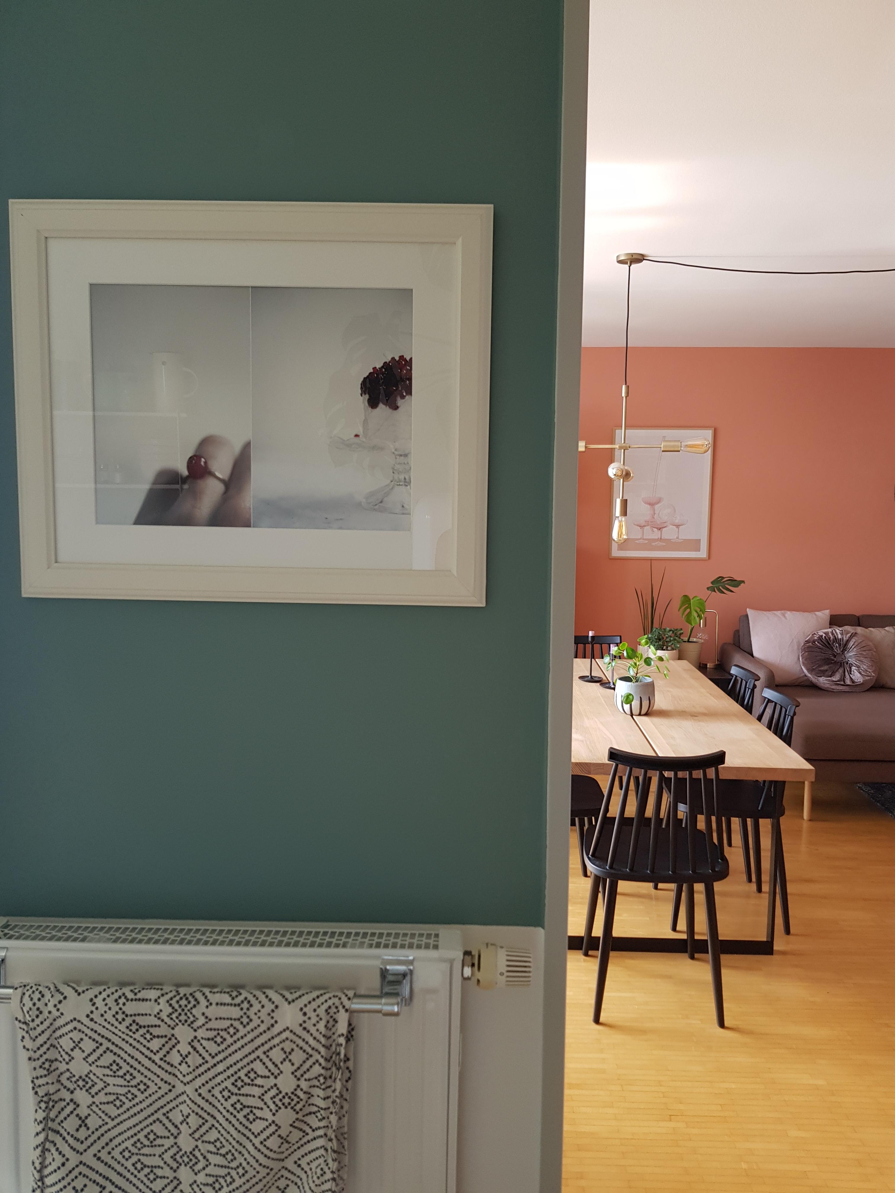 Das letzte Stück weiße Wand in der Küche ist jetzt #agavengrün wie der Flur-ich mag den neuen Durchblick ins #wohnzimmer
