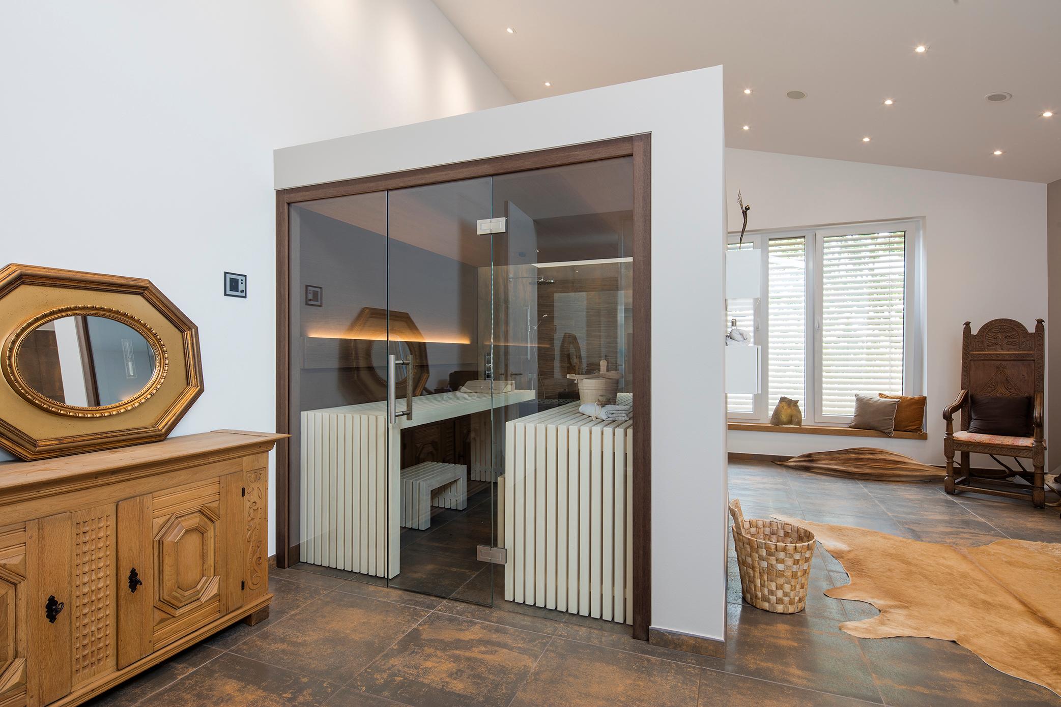 Design-Sauna im Bad #sauna #badsauna #zimmergestaltung ©Tom Bendix für corso sauna manufaktur