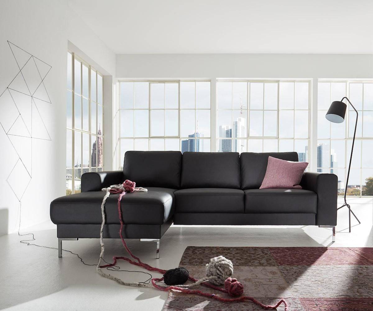 Designer Ecksofa Silas 255x147 cm Schwarz Ottomane Rechts #sofa ©DELIFE GmbH