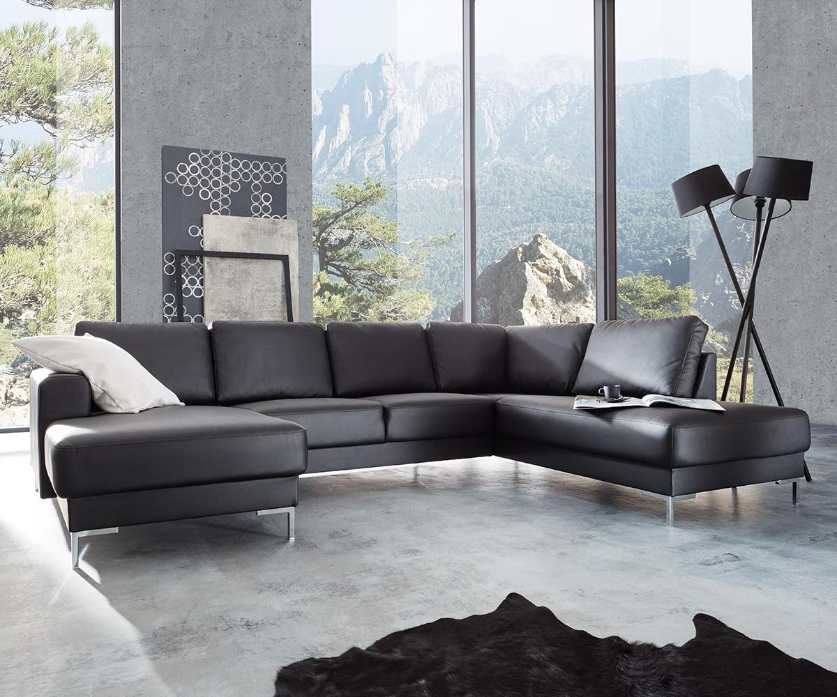 Designer Wohnlandschaft Silas 300x200 Schwarz Ottomane Rechts #sofa ©DELIFE GmbH