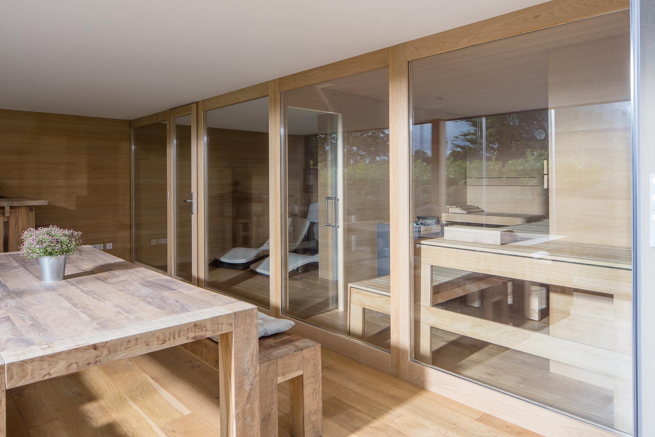 Designsauna mitangebautem Wintergarten #sauna ©corso sauna manufaktur