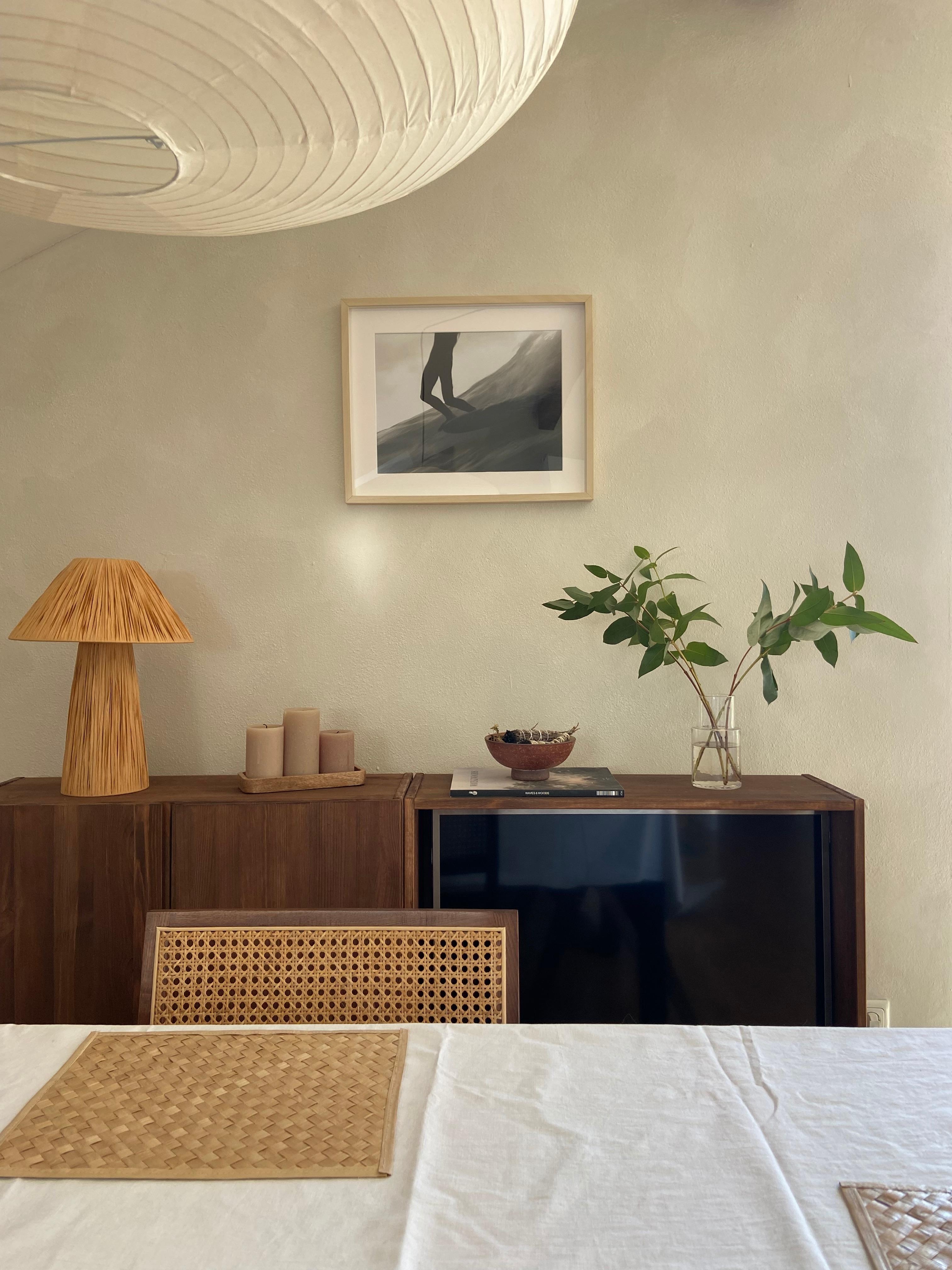 Dining table 🤍
#wabisabi #ikeaivar #ivarhack #mediterranean #sideboard #raffialamp #bastlampe
