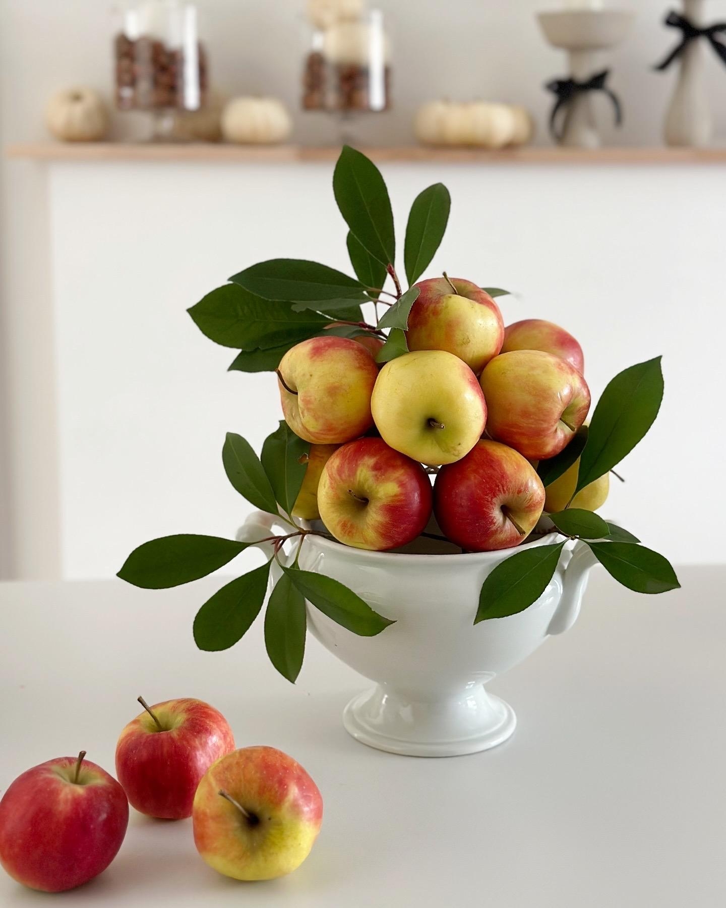 DIY Apfel Tischdeko🍎🌿 #diy #apfeldeko #herbstdeko #naturdeko #Tischdeko #inspiration #dekoidee #diyidee #apfel #centerpiece