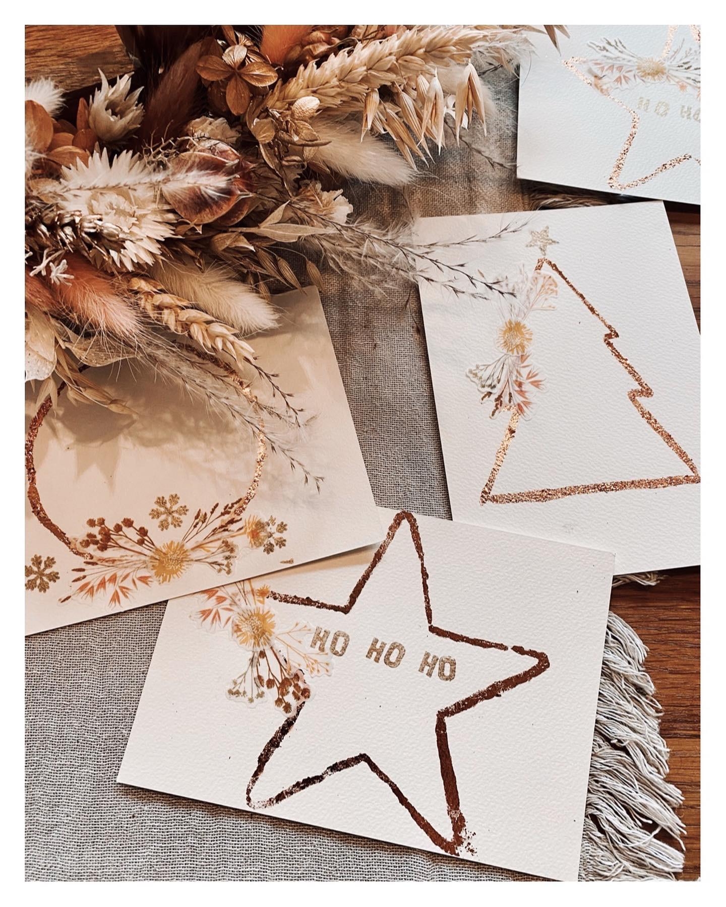 DIY-Weihnachtskarten im Boho-Look #diy #weihnachtspost #kartenliebe 