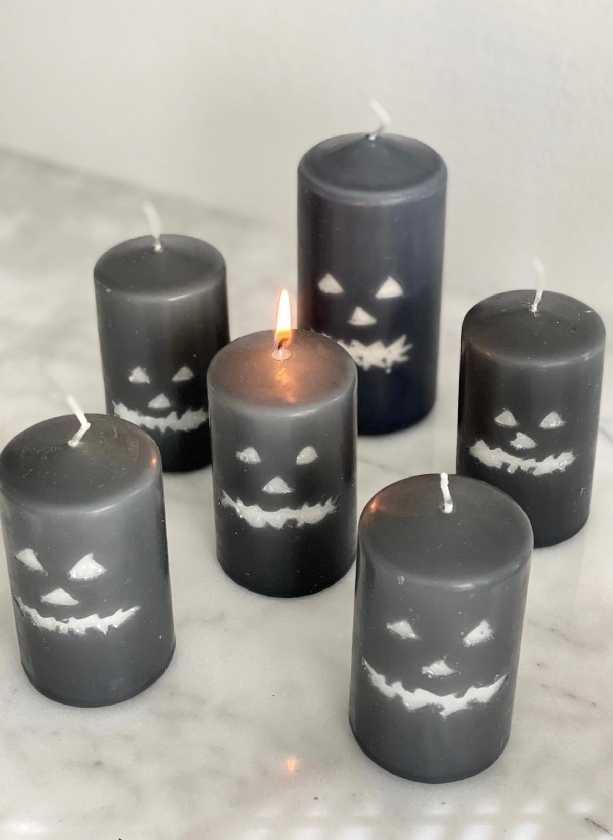 Easy Last Minute DIY Halloween Deko geschnitzte Kerzen 🕯️👻 #DIY #Deko #Halloweendeko #Halloween #Kerzen #happyhalloween !