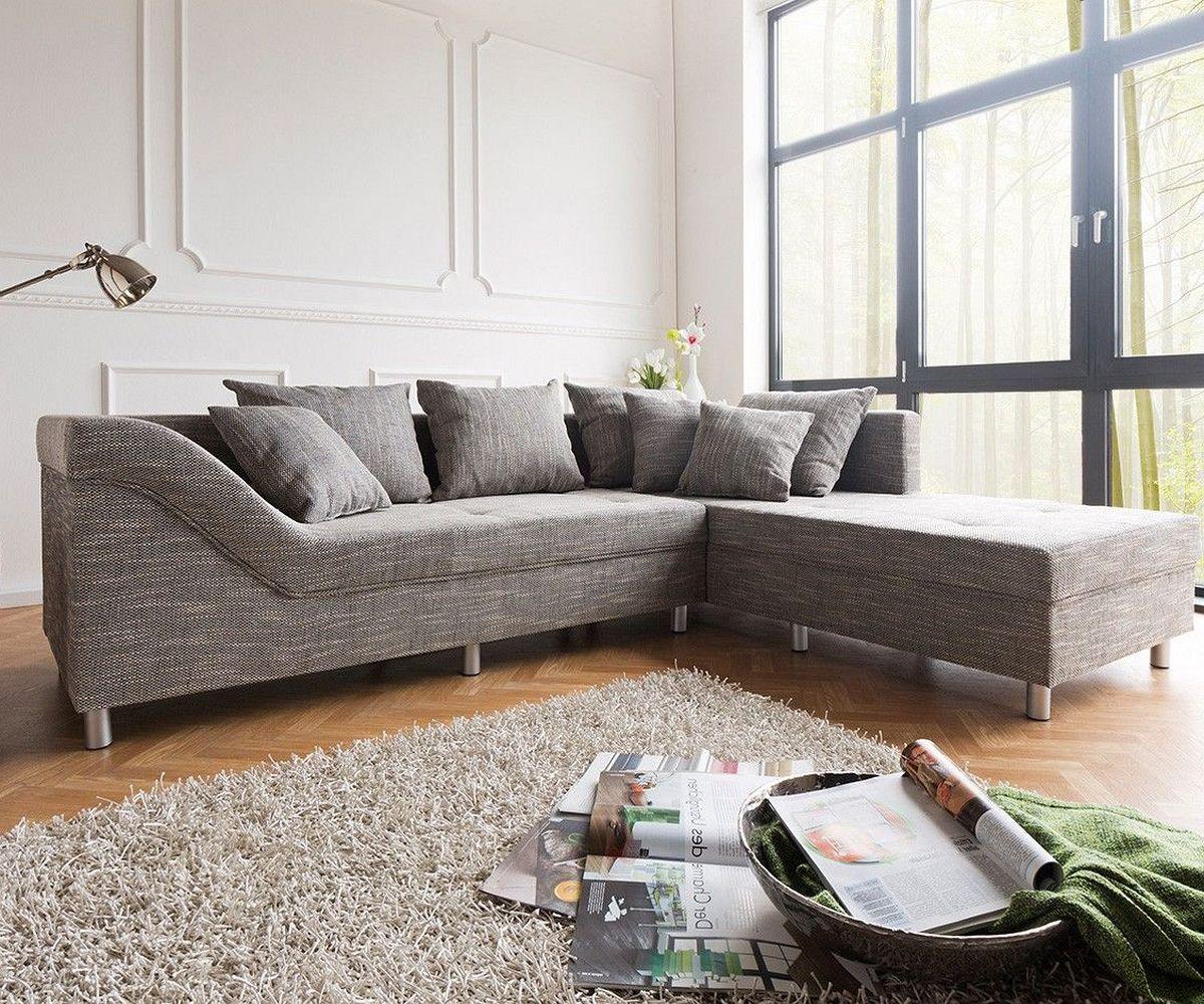 Ecksofa Alexon 260x208 cm Hellgrau Couch Ottomane rechts #ecksofa #kissen #sofa #wohnlandschaft #bigsofa ©DELIFE GmbH