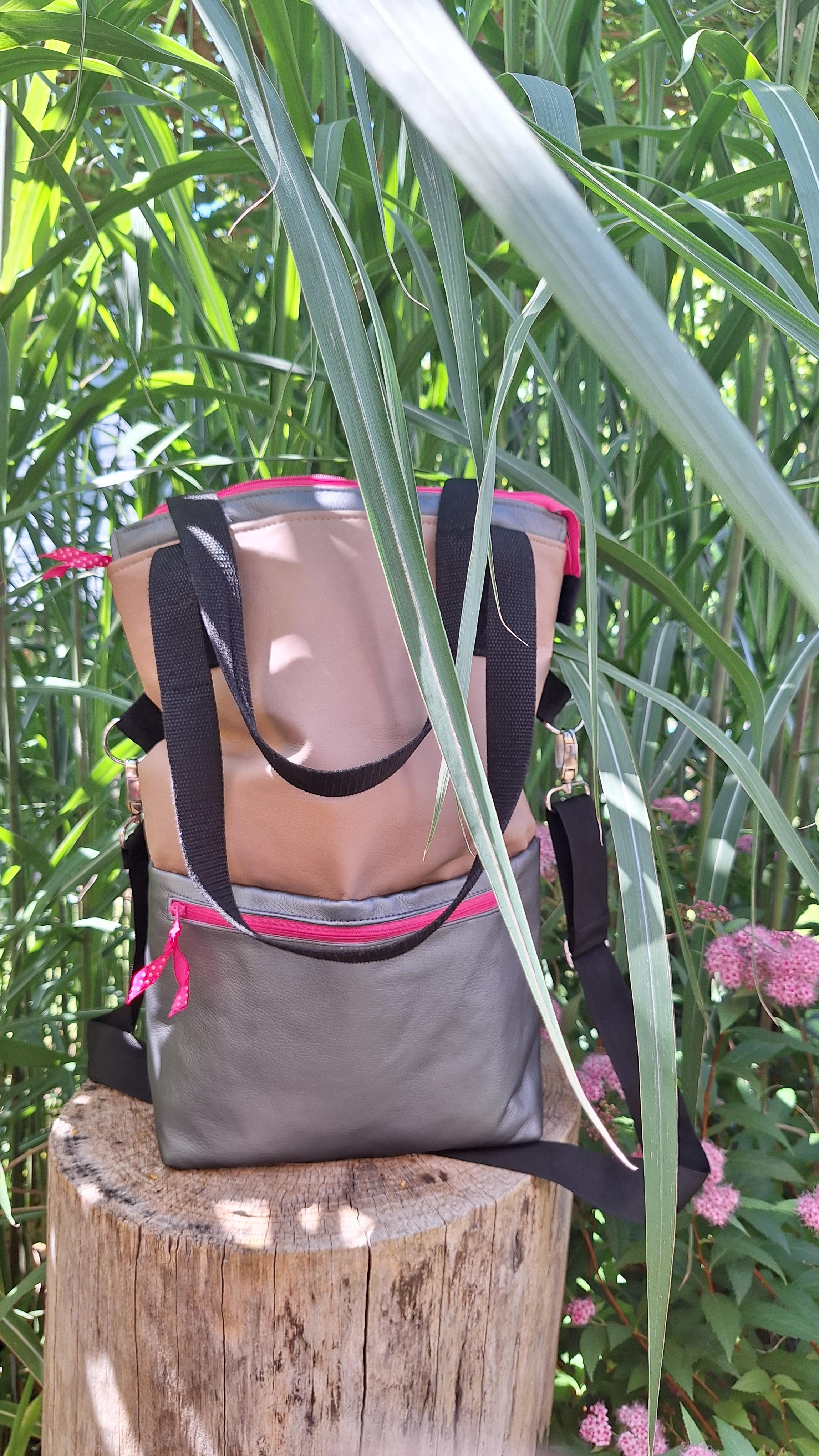 .Ein neues Urlaubsaccessoire.
#Upcycling #nähen #Idee #NähenmitStoffresten #Kunstleder #Tasche #großeTasche