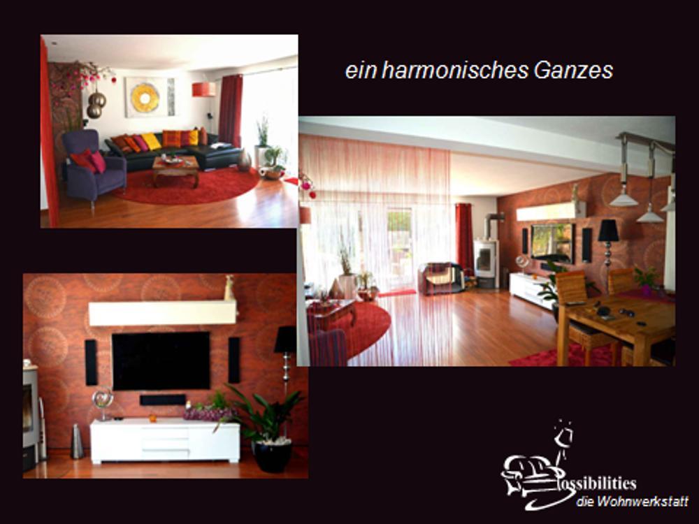 ein Wohnzimmer nach der Umgestaltung #wohnzimmer #runderteppich #einrichtungsberatung ©Possibilities-diewohnwerkstatt