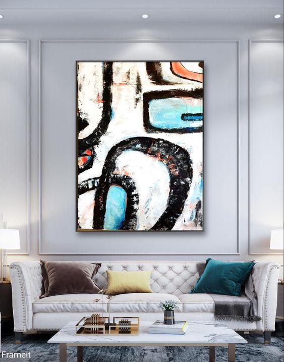 Elegant and modern ART on large canvas for your living room and sofa area! ART from Fiona Mares from El Gouna Egypt. 