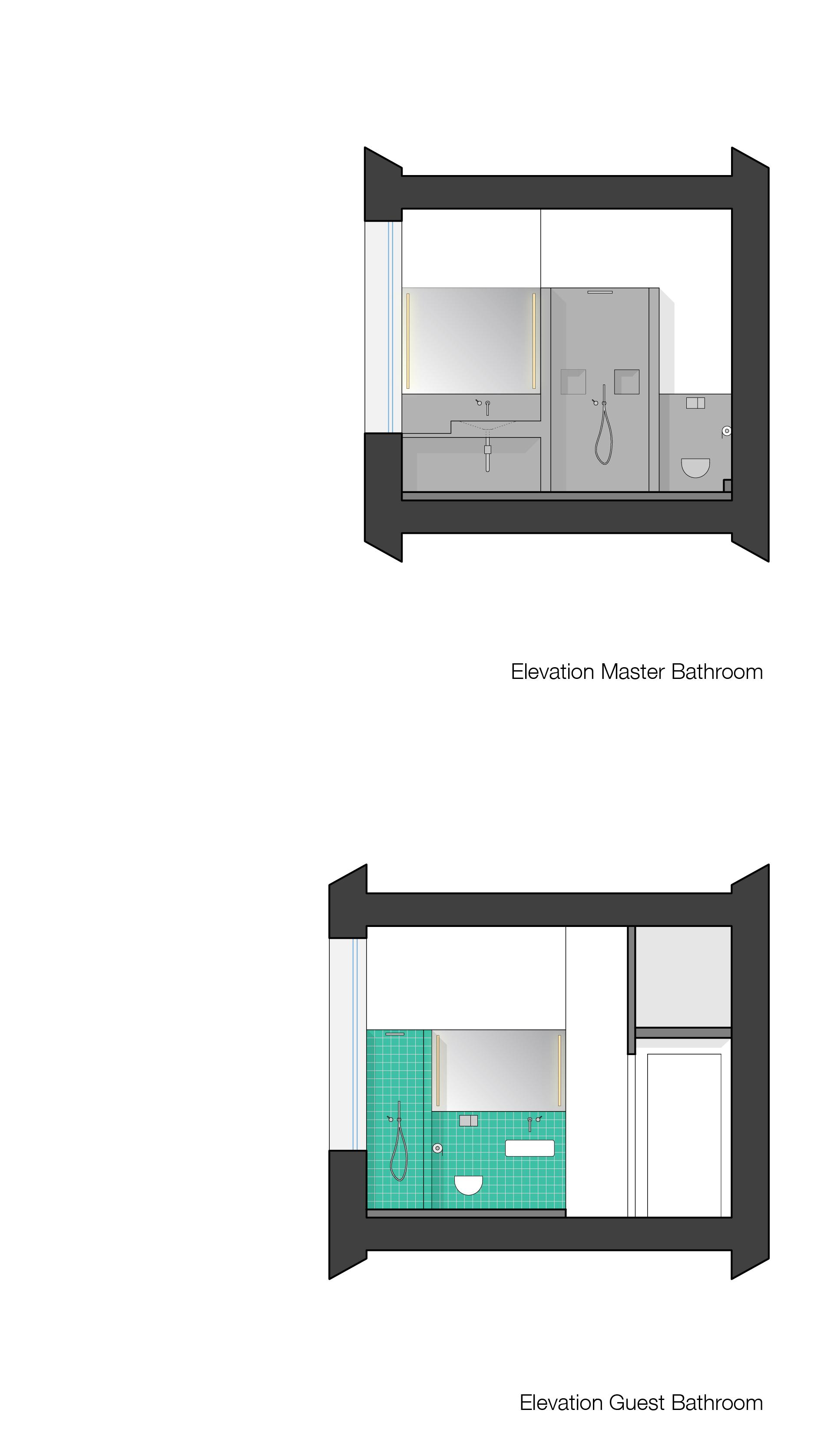 Elevation Bathroom / Guestbathroom #betonciredusche ©MEYLENSTEIN