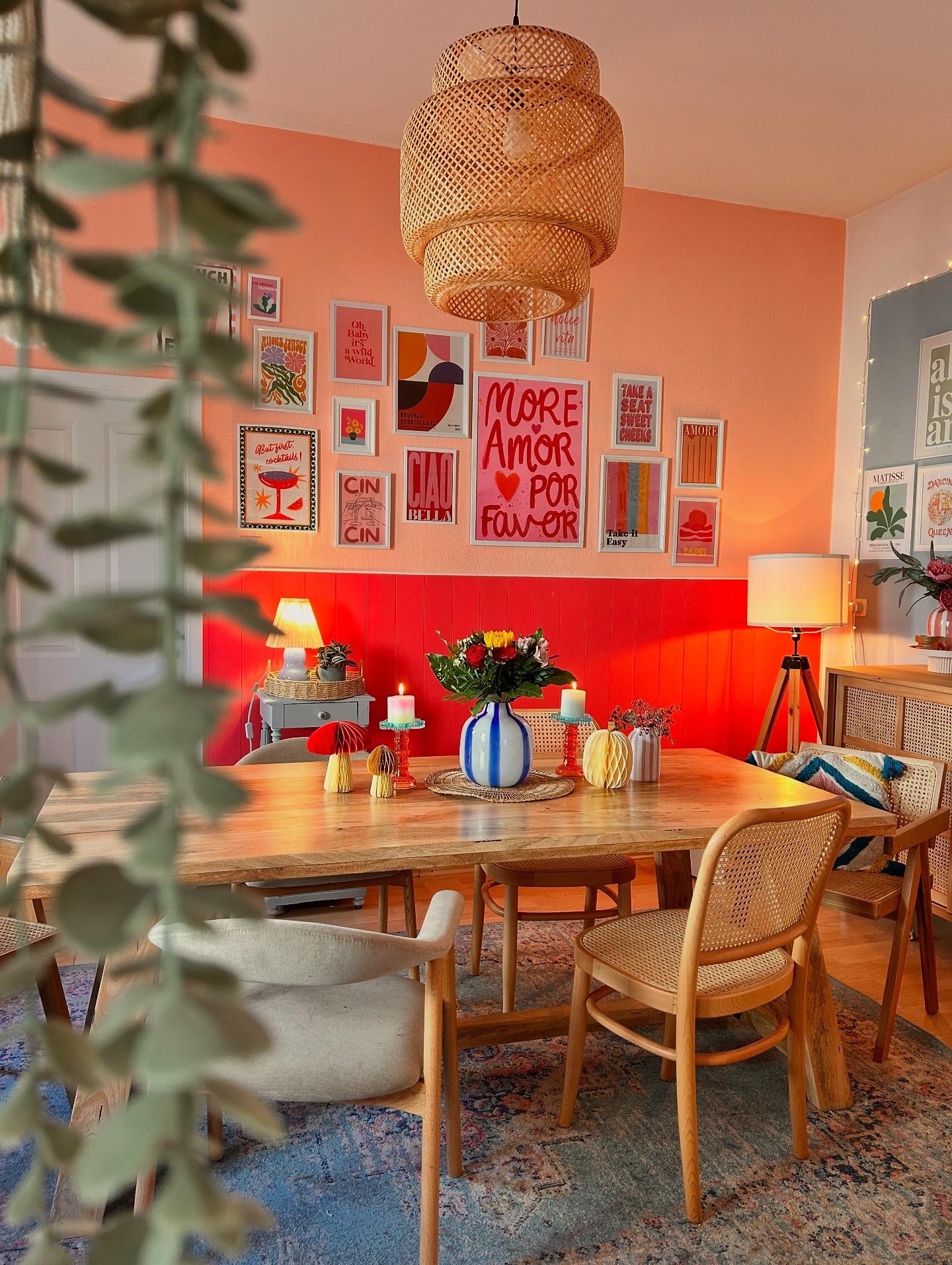 Esszimmer Make over mit knalligen Farben - miamirosa & flamingopink 🩷