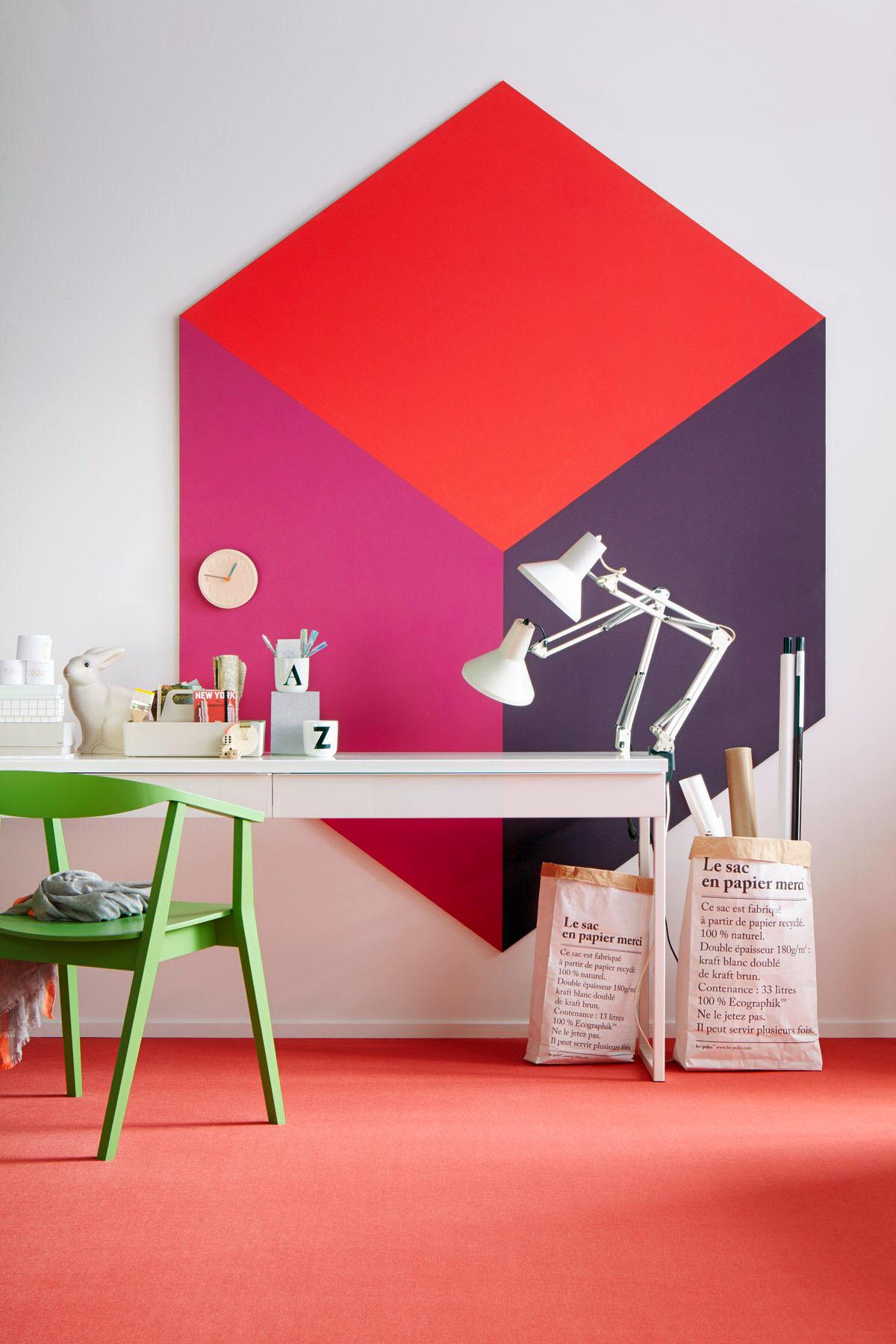 Farben würfeln #arbeitsplatz #teppich #wandschmuck #designwand ©Ilona Habben/Schöner Wohnen Kollektion