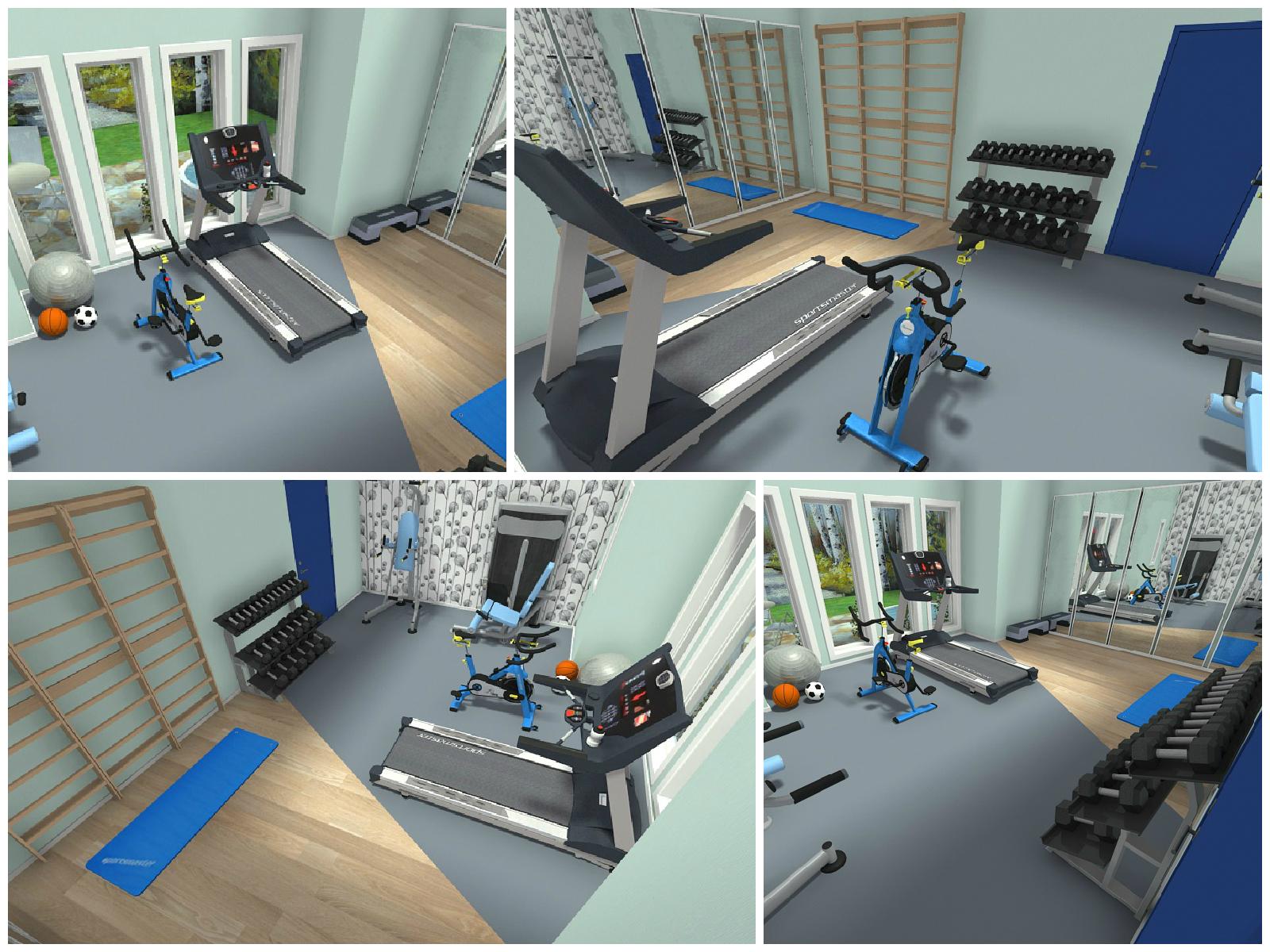 Fitnessraum-Planung in 3D #wellness #fitnessraum ©RoomSketcher
