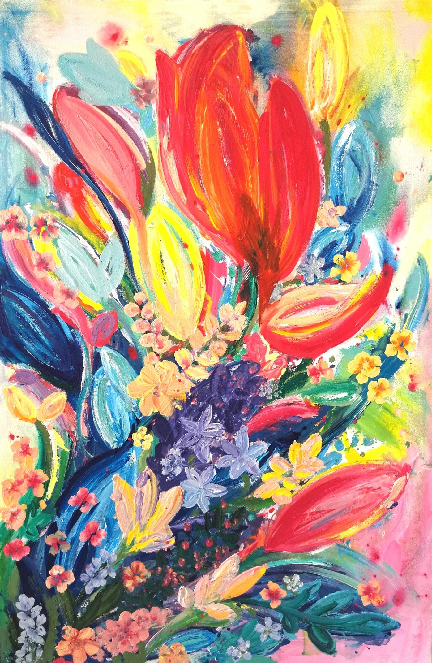 "Flower power magic" Fiona Mares Painting #wandgestaltung #wanddeko #wandbild ©Fiona Mares