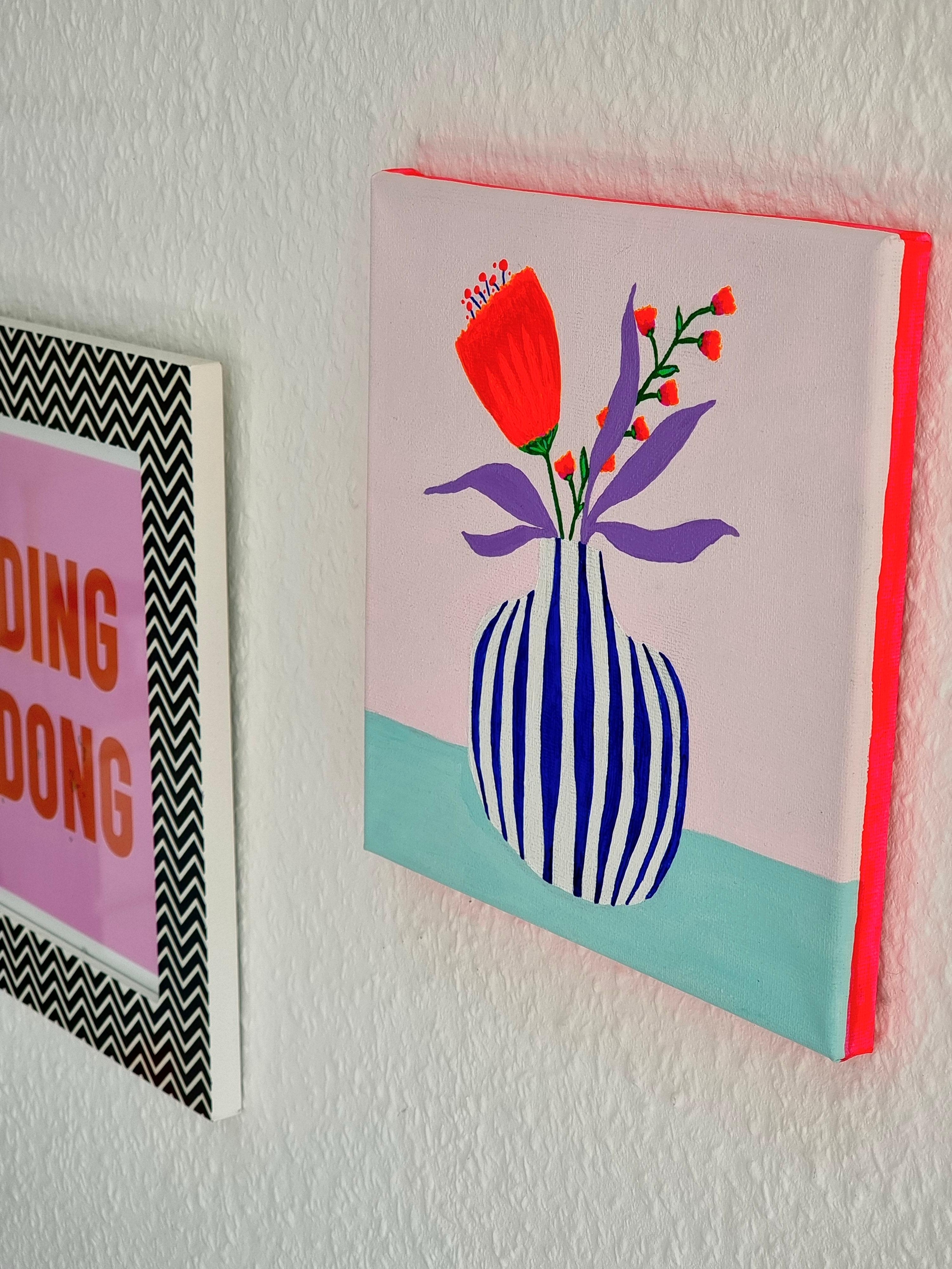 #Frühling is in the house ✌️ #Handmade #Diy #Wanddeko #Acryl #paintingart im #Wohnzimmer #Blumen #Neonliebe und #Pastell #Interior 