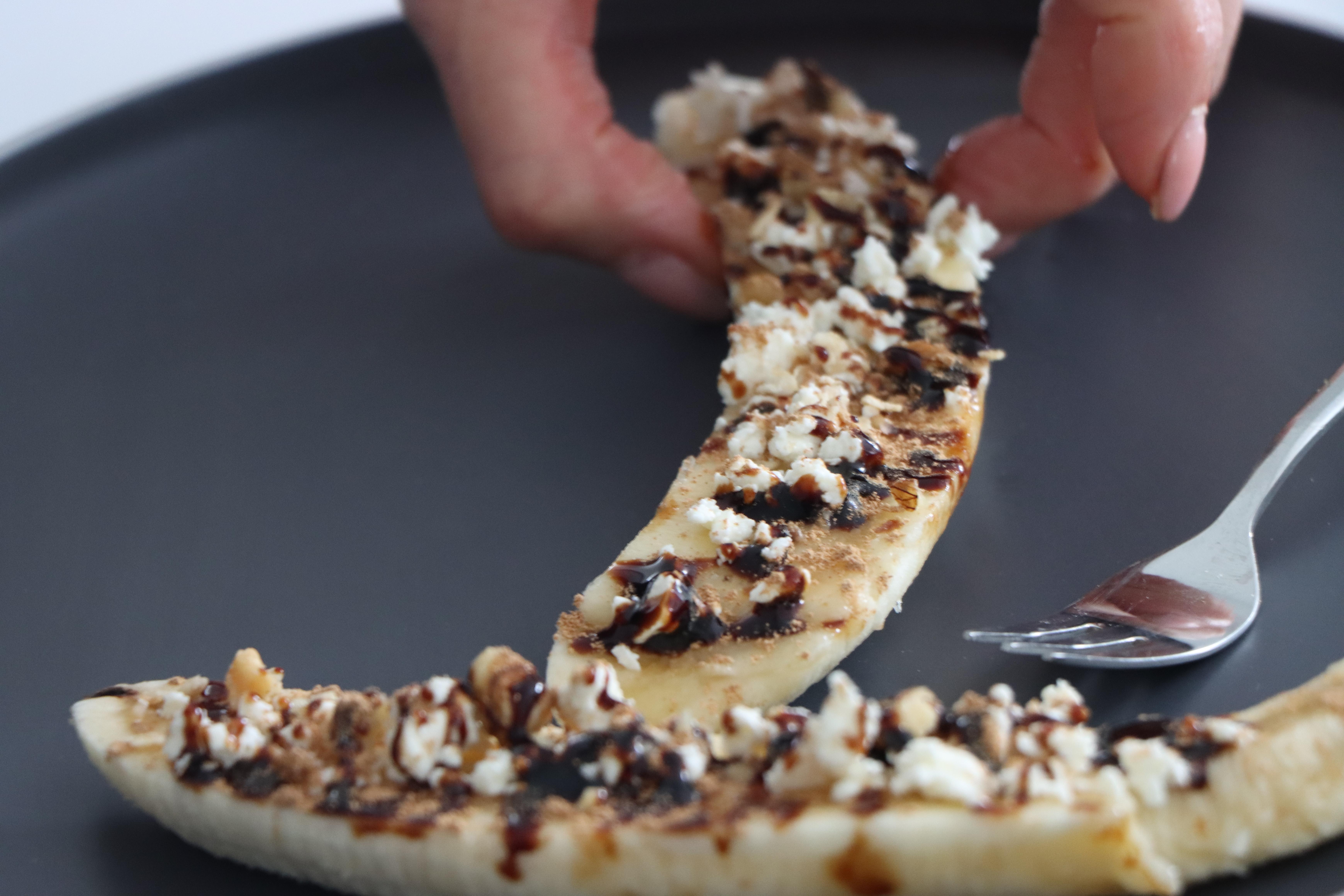 
Gebackene Banane mit Feta süß, salzig gesund
 #food
