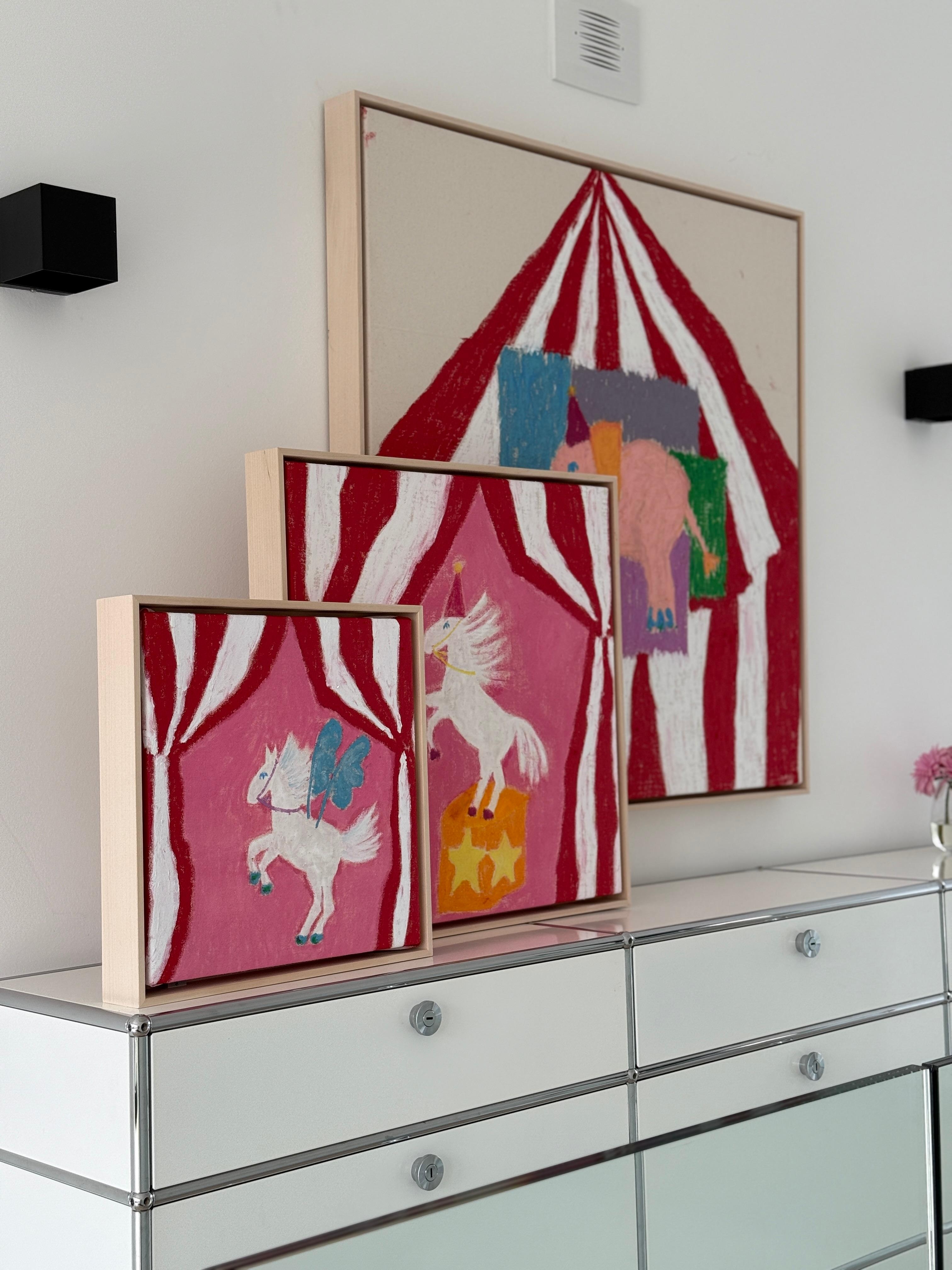Gehört bunte Kunst nicht so oder so in ein buntes Haus?🩵💛💚🧡💖🩷✨ die Bilder kommen mitten aus meinem Herz auf die Leinwand 